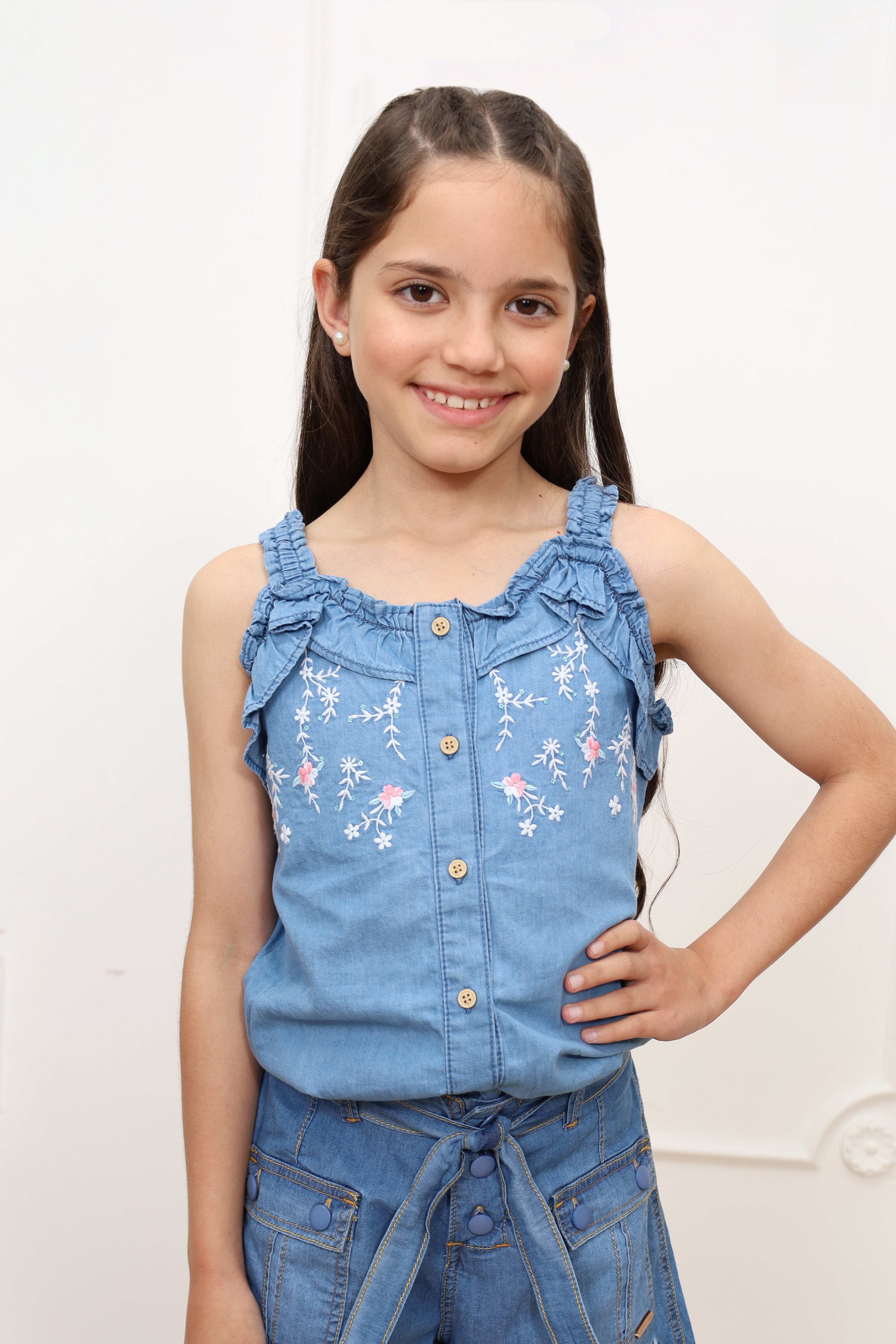 Blusa denim Darlyn con tirantes
