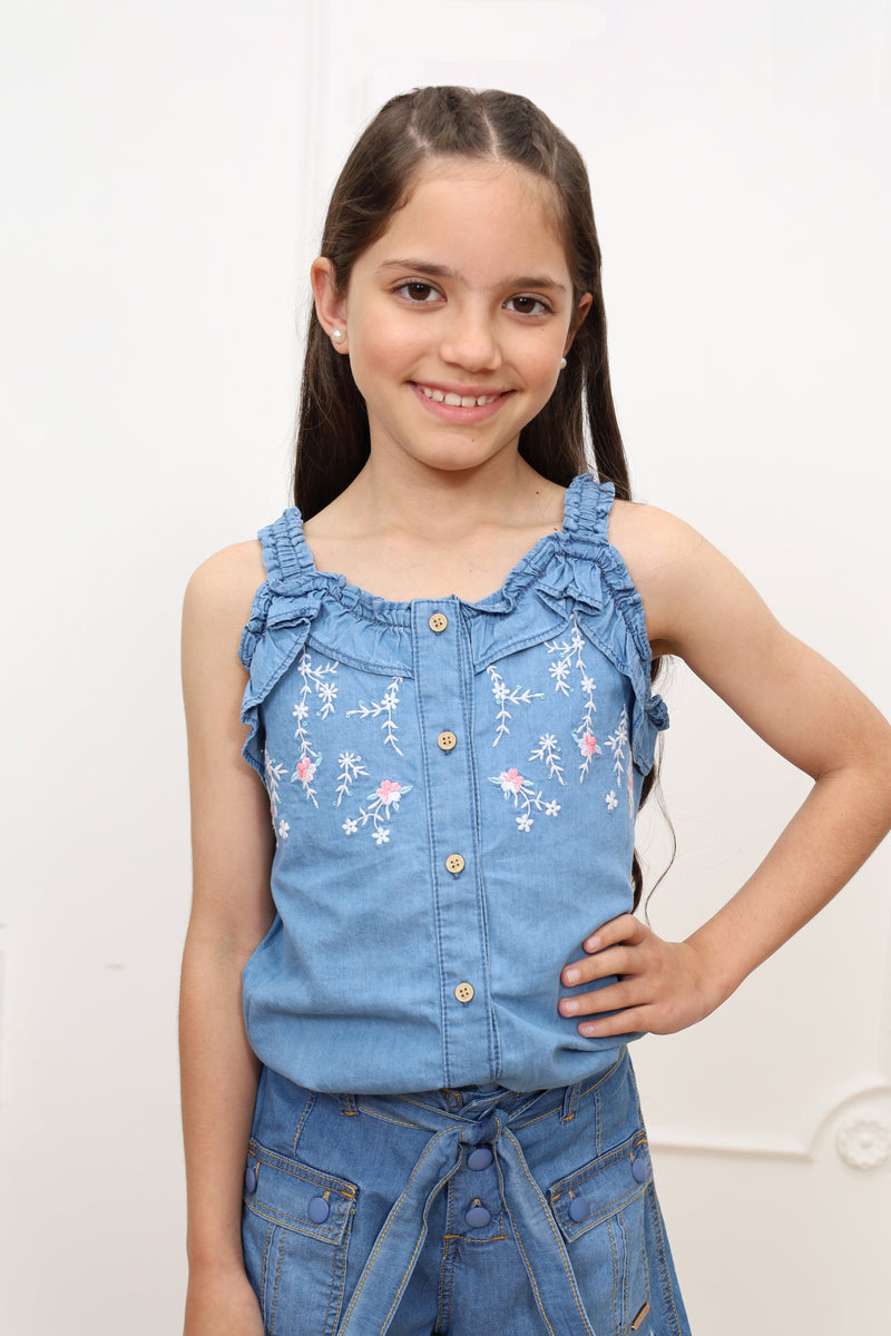 Blusa denim Darlyn con tirantes