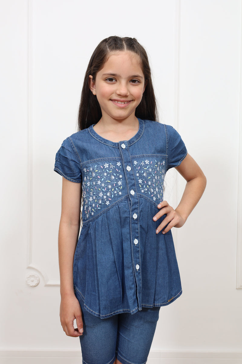 Blusa denim Dora manga corta