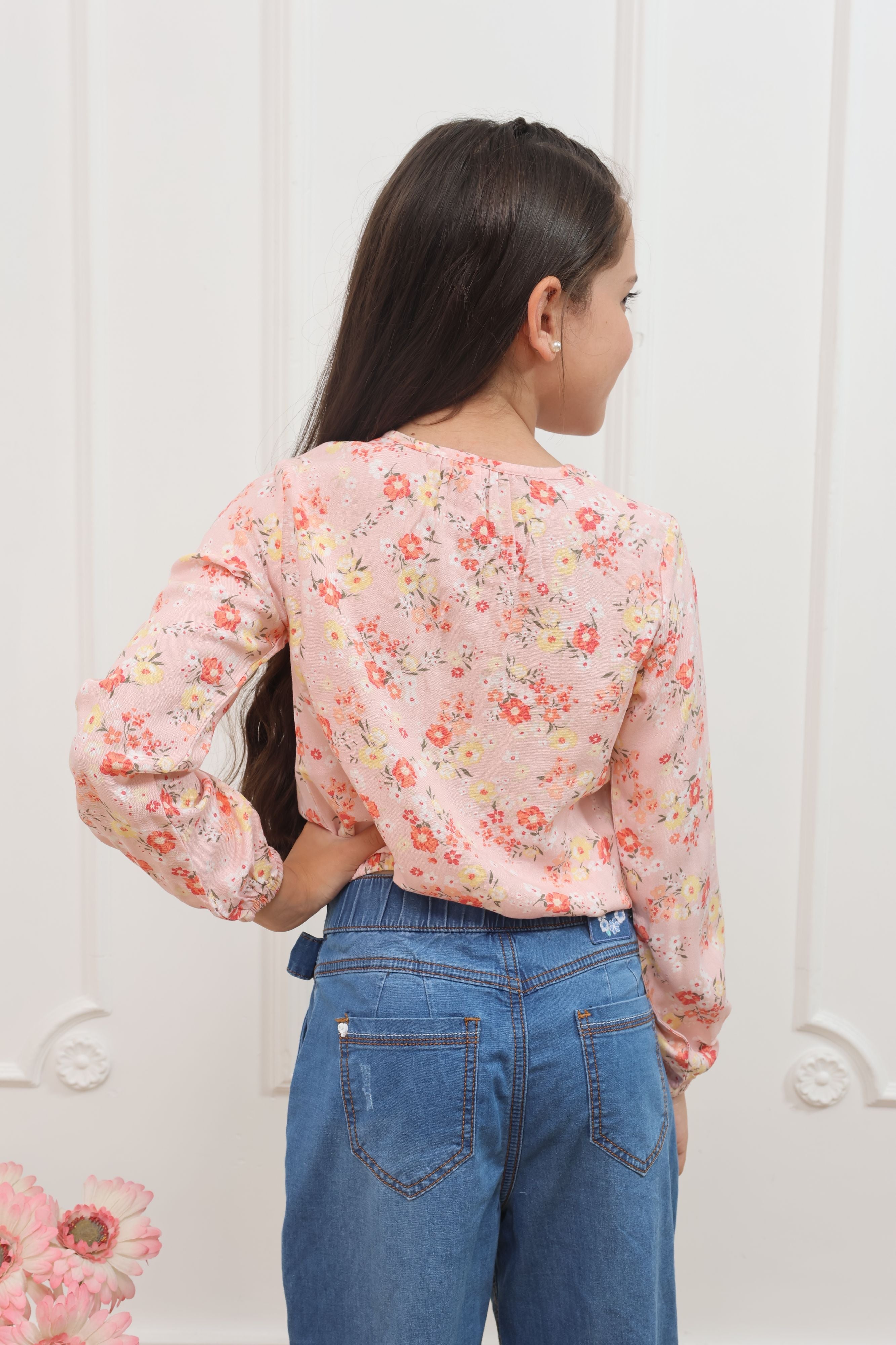 Blusa chalis estampado Karol manga larga