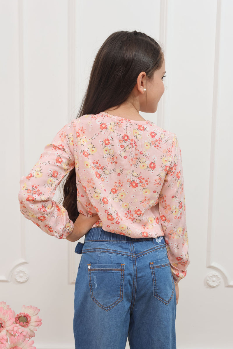 Blusa chalis estampado Karol manga larga
