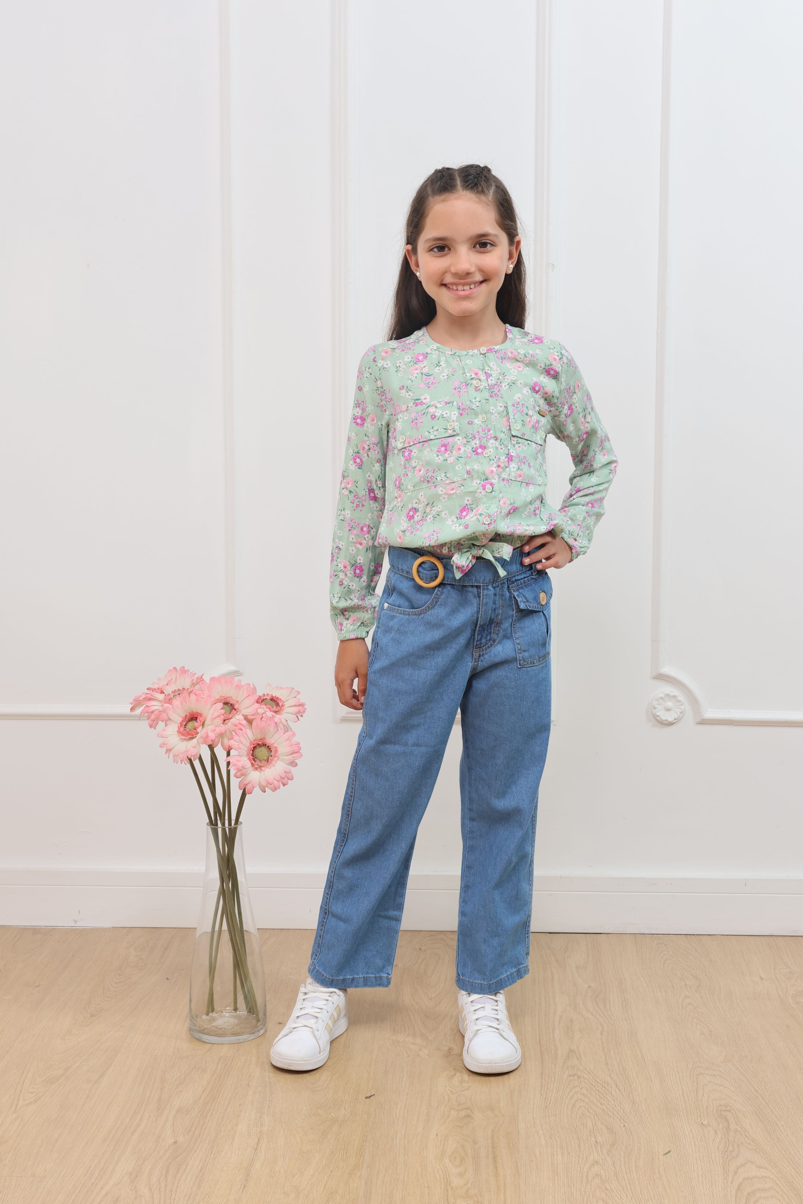 Blusa chalis estampado Karol manga larga