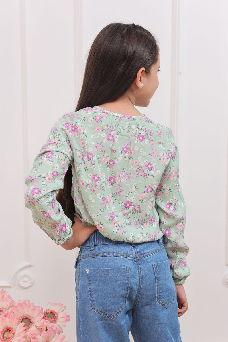 Blusa chalis estampado Karol manga larga