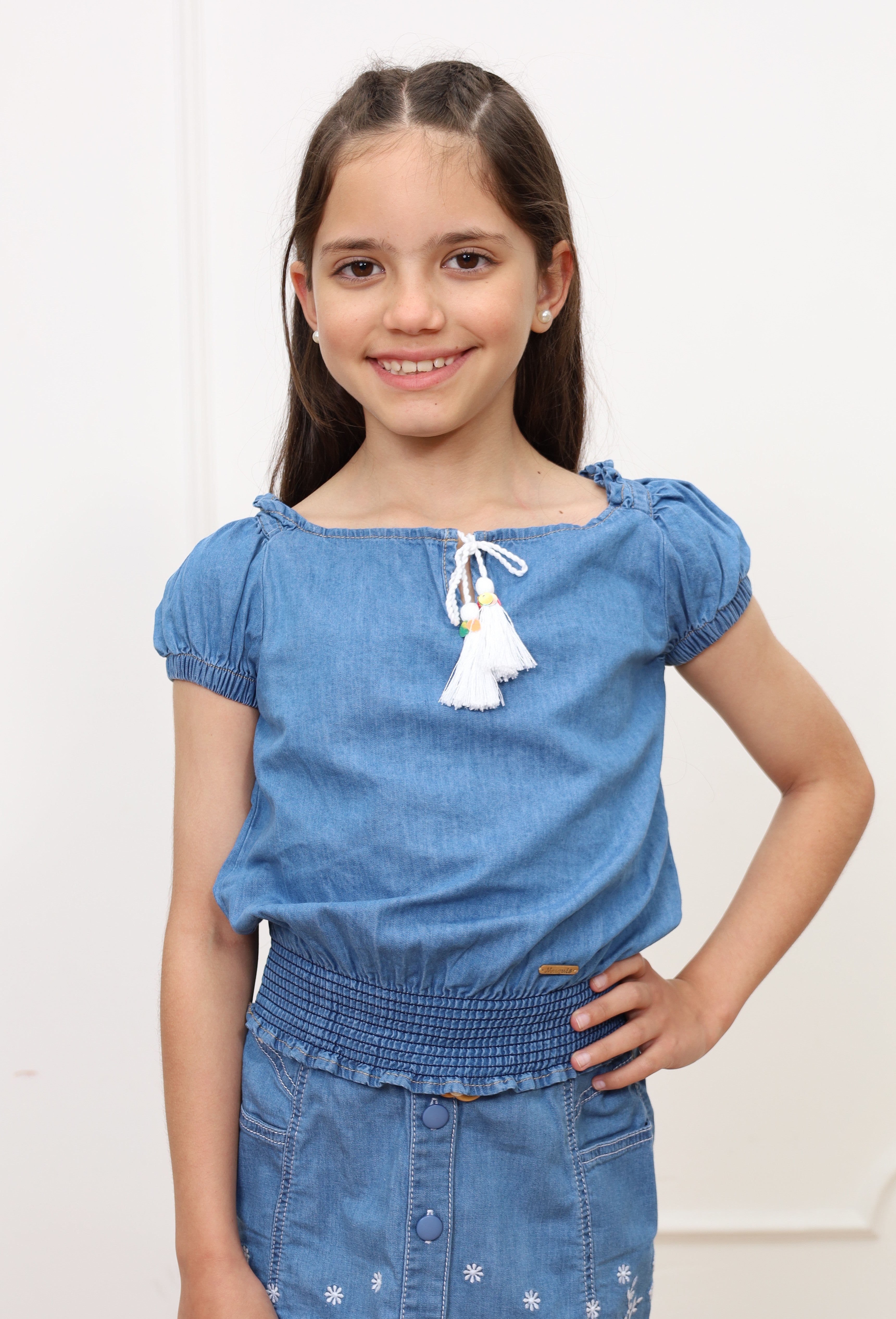 Blusa denim Kimberly manga corta