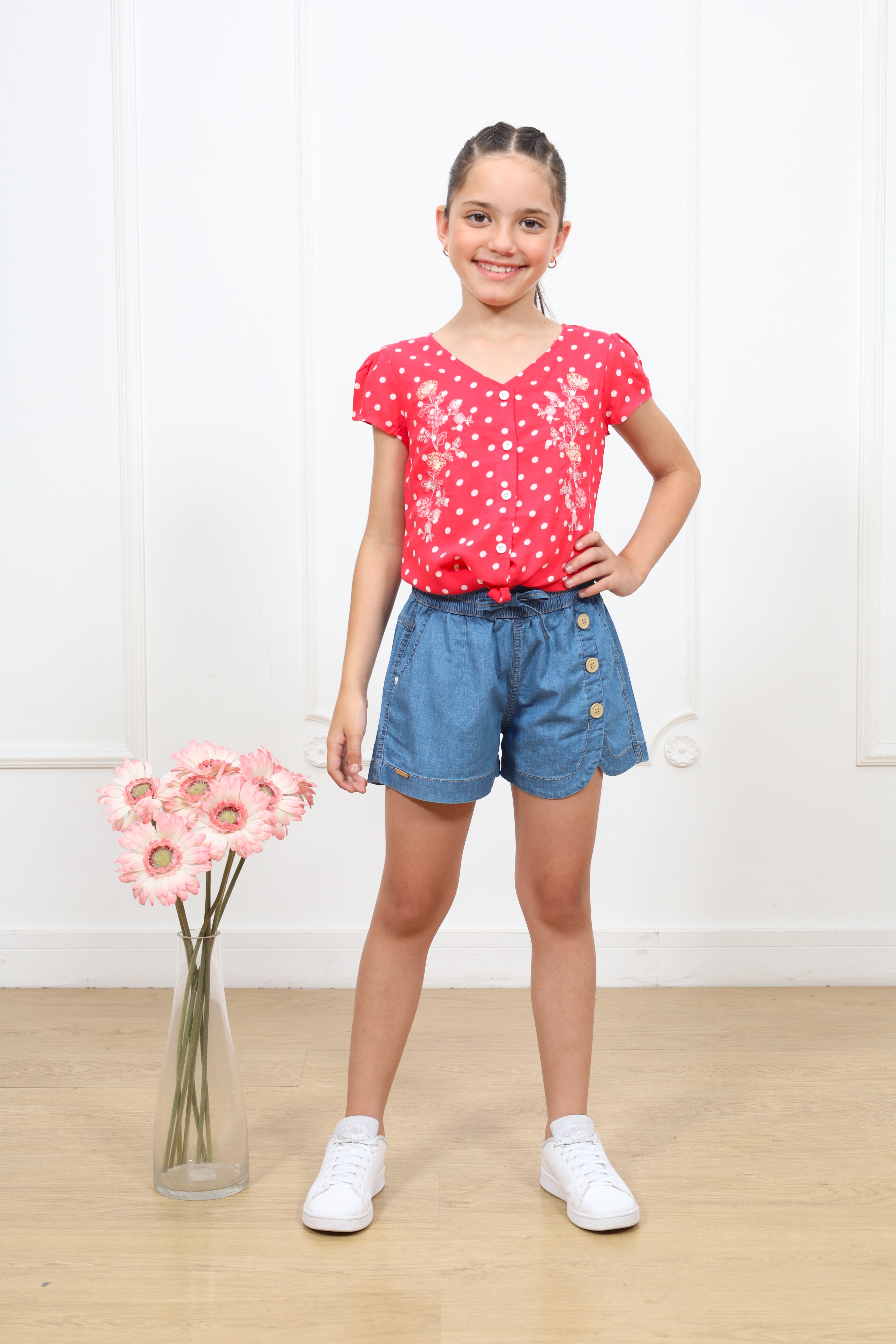 Blusa chalis estampado Miranda manga corta