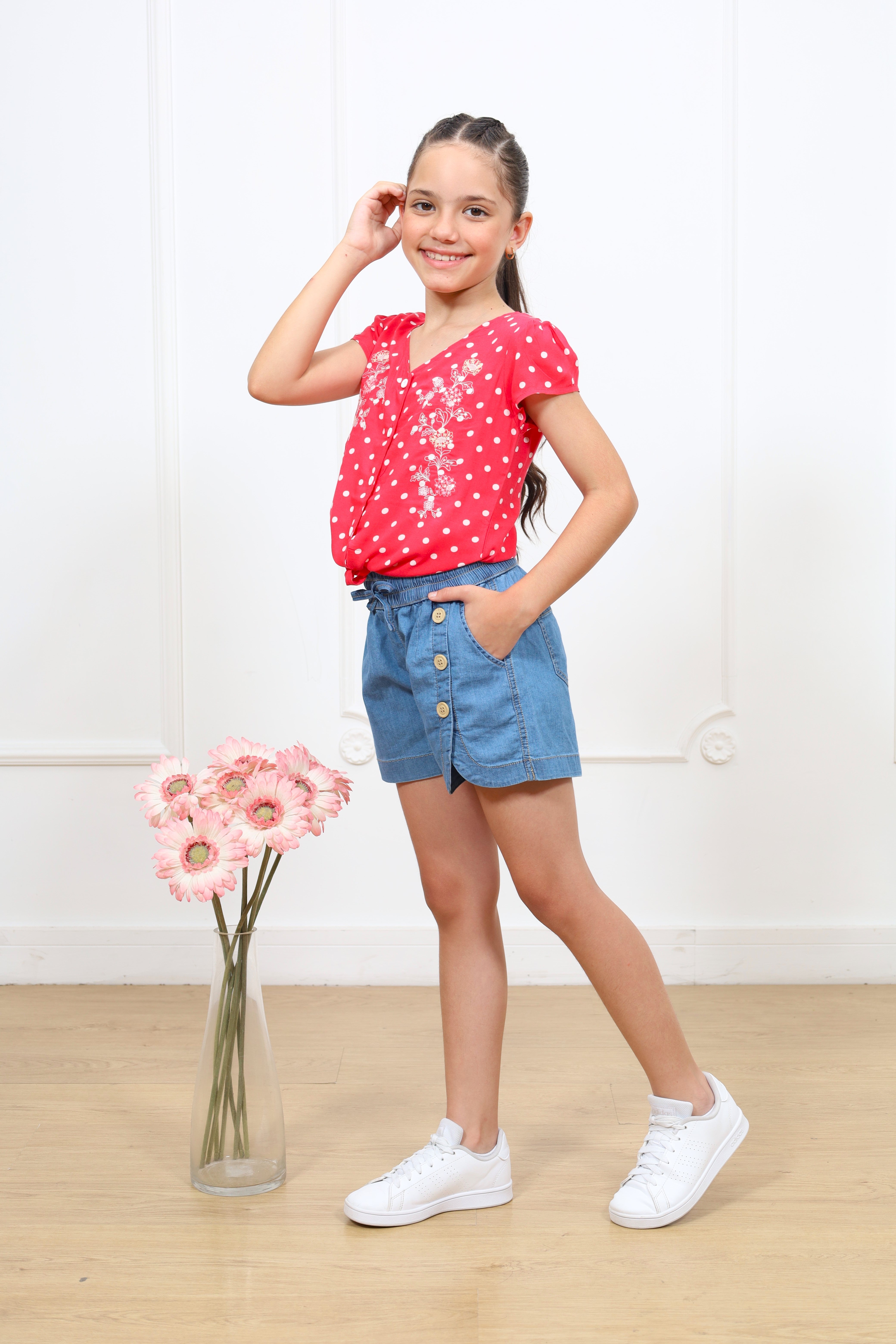 Blusa chalis estampado Miranda manga corta