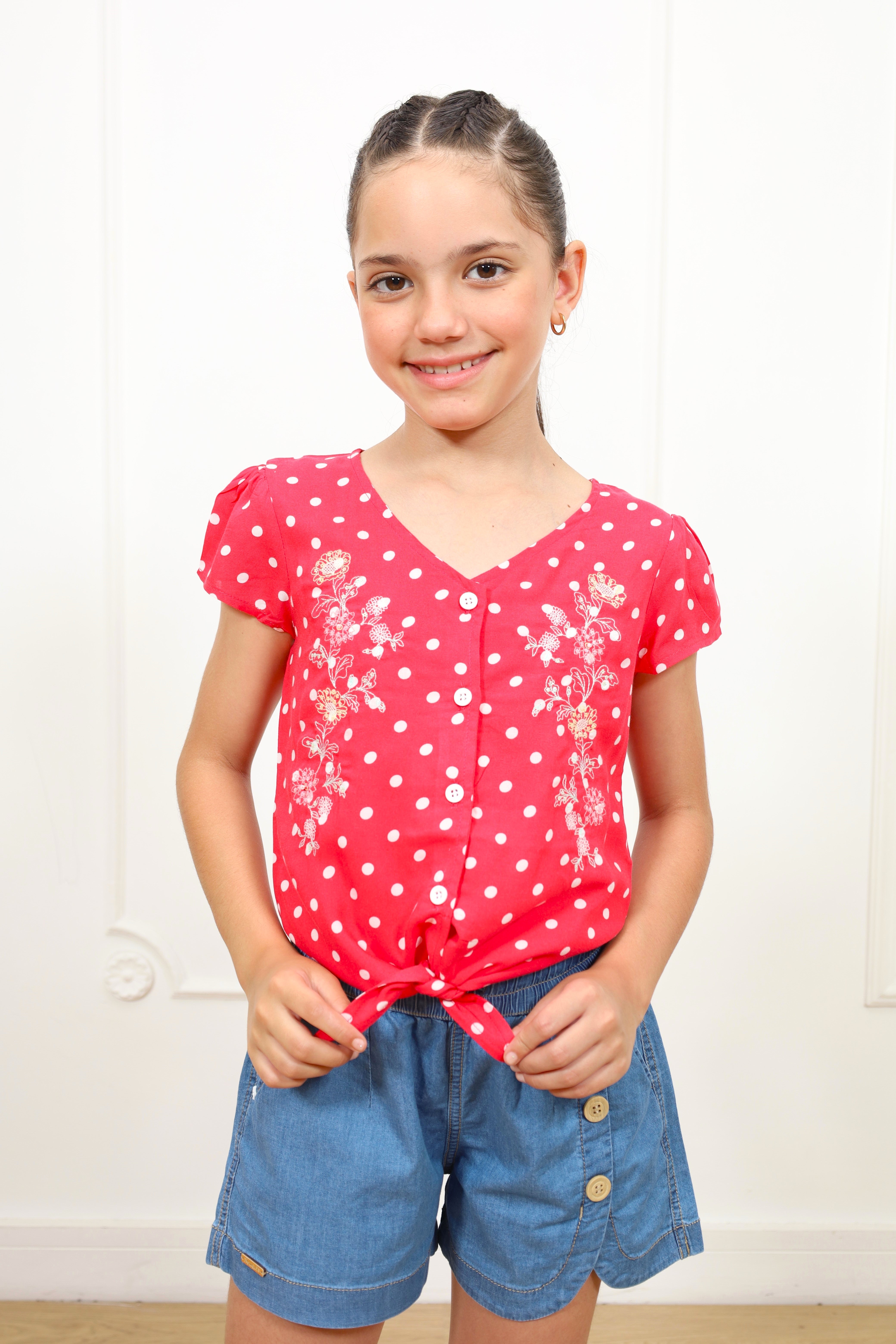 Blusa chalis estampado Miranda manga corta