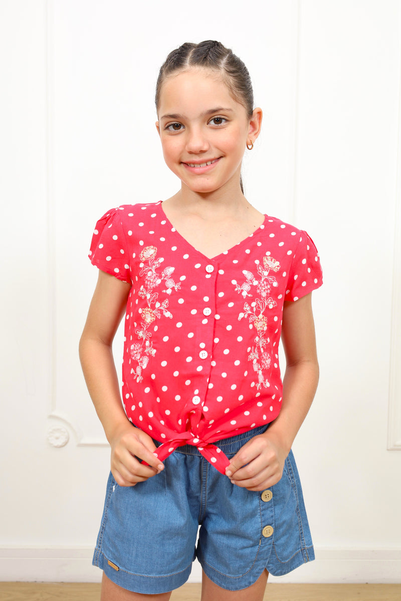 Blusa chalis estampado Miranda manga corta