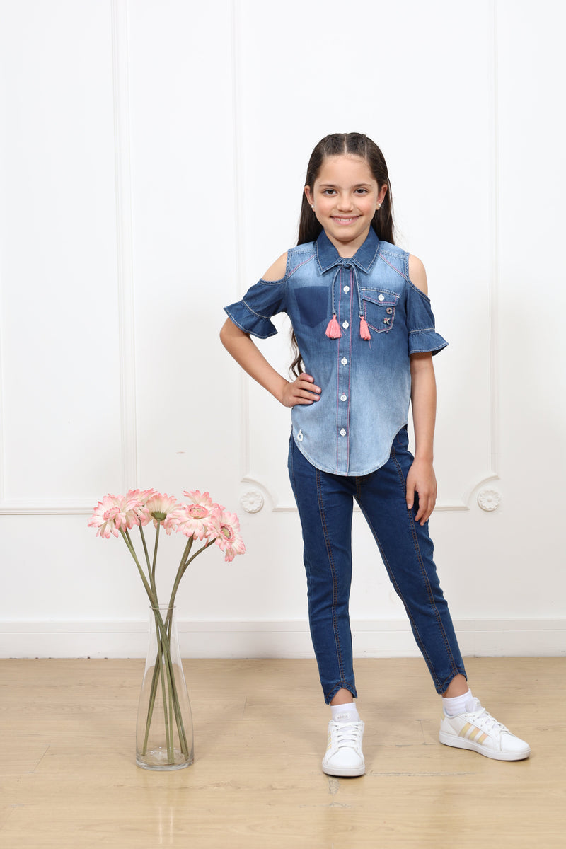 Blusa denim Rita manga corta