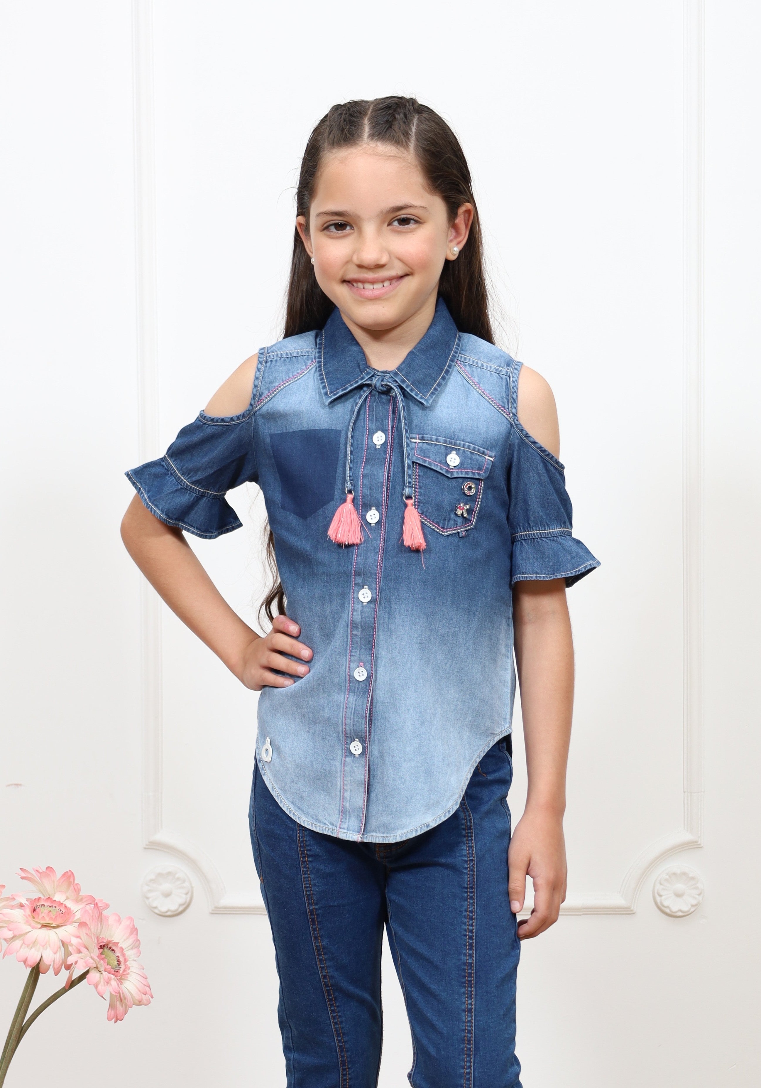 Blusa denim Rita manga corta