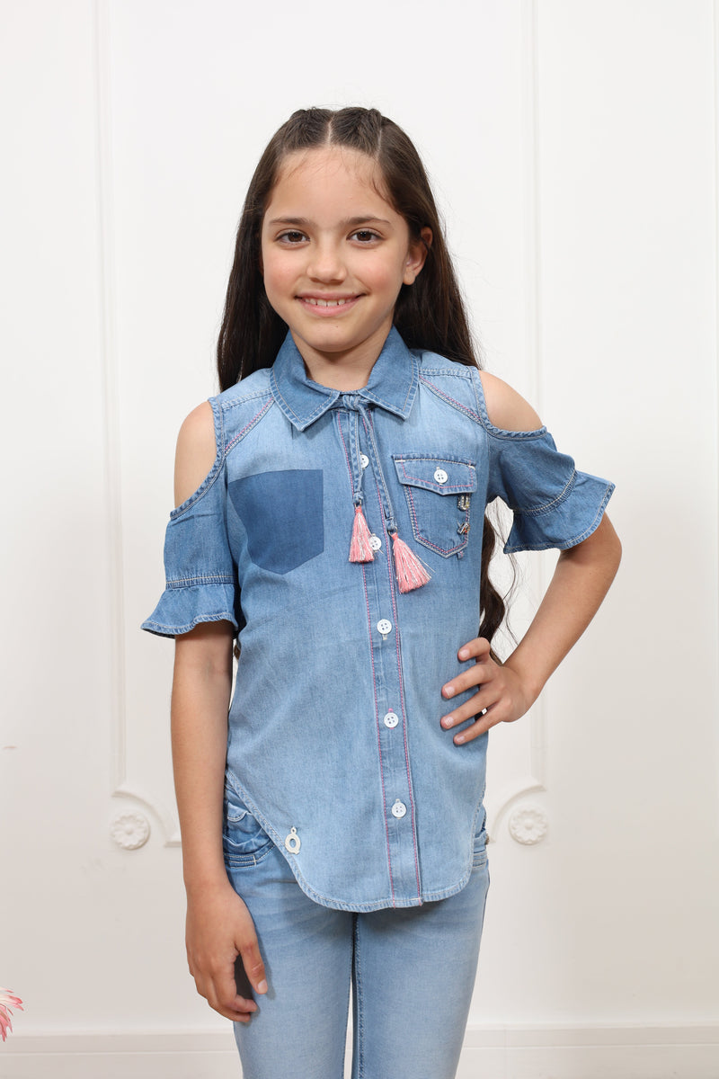 Blusa denim Rita manga corta