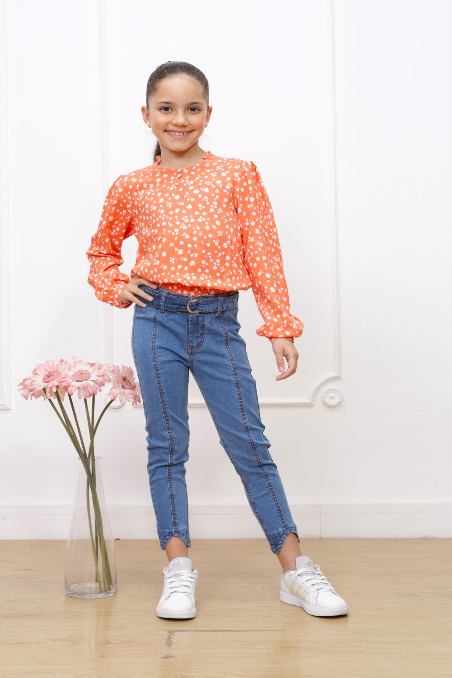 Blusa chalis estampado Vivian manga larga