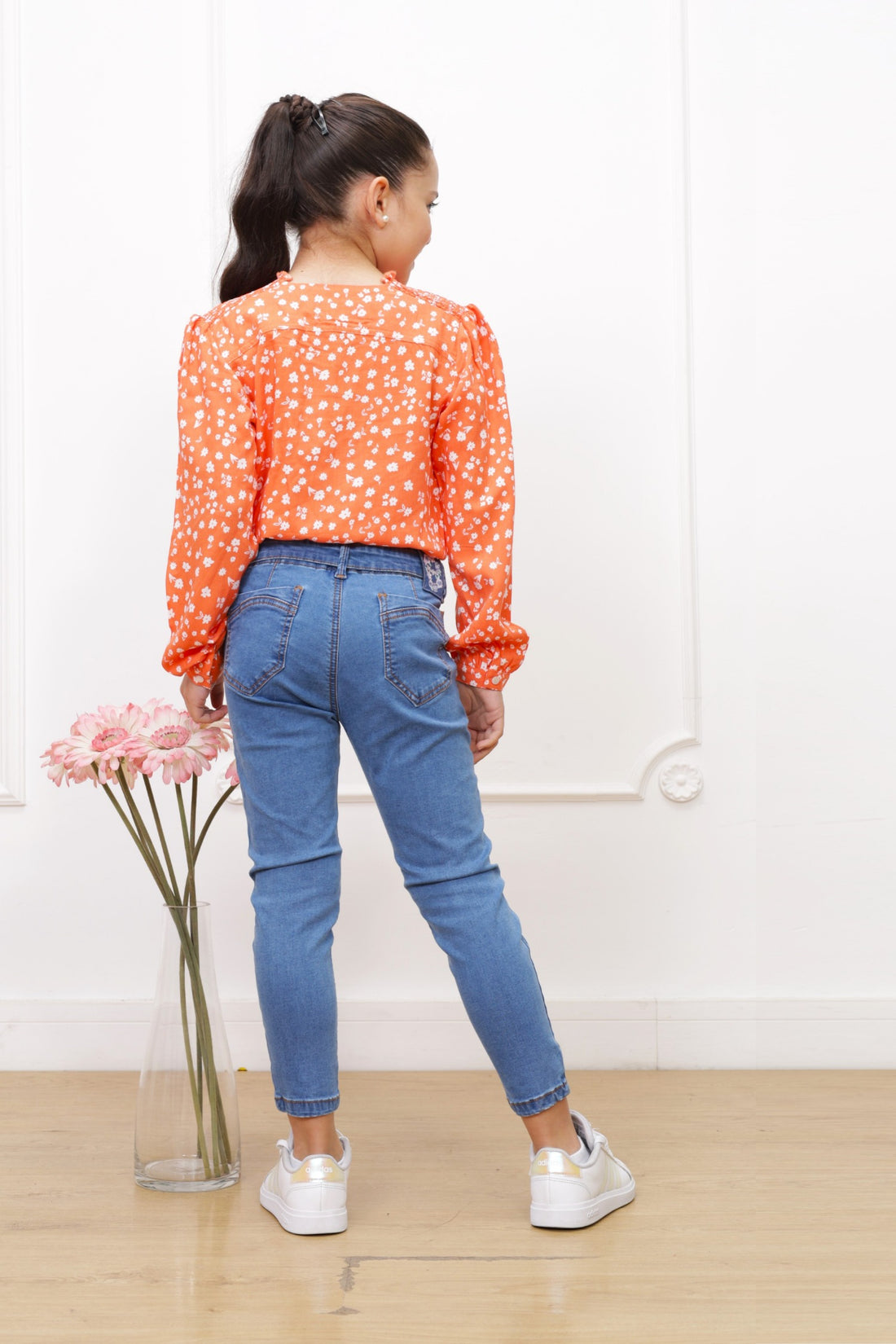 Blusa chalis estampado Vivian manga larga