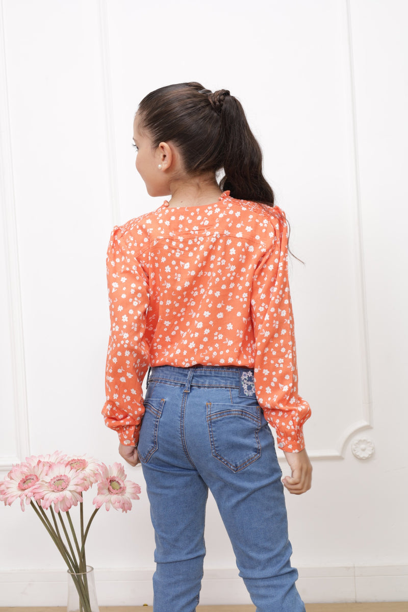 Blusa chalis estampado Vivian manga larga