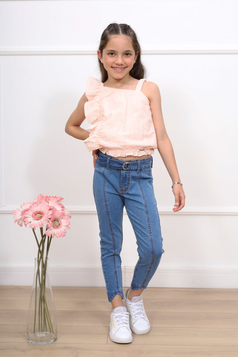 Blusa top lino Karmin manga cero
