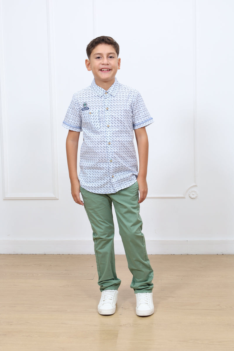 Camisa estampado Adams manga corta Slim