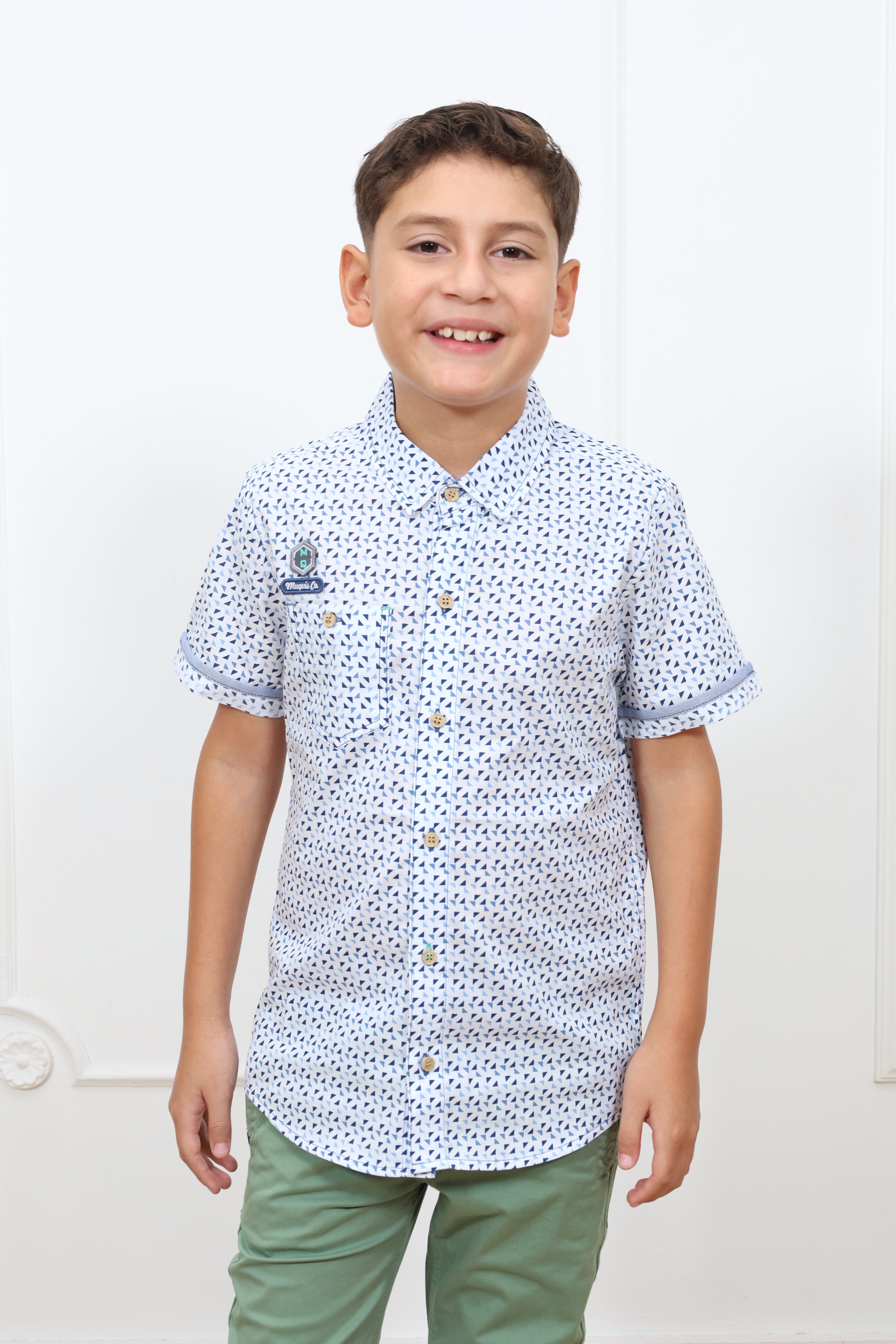 Camisa estampado Adams manga corta Slim