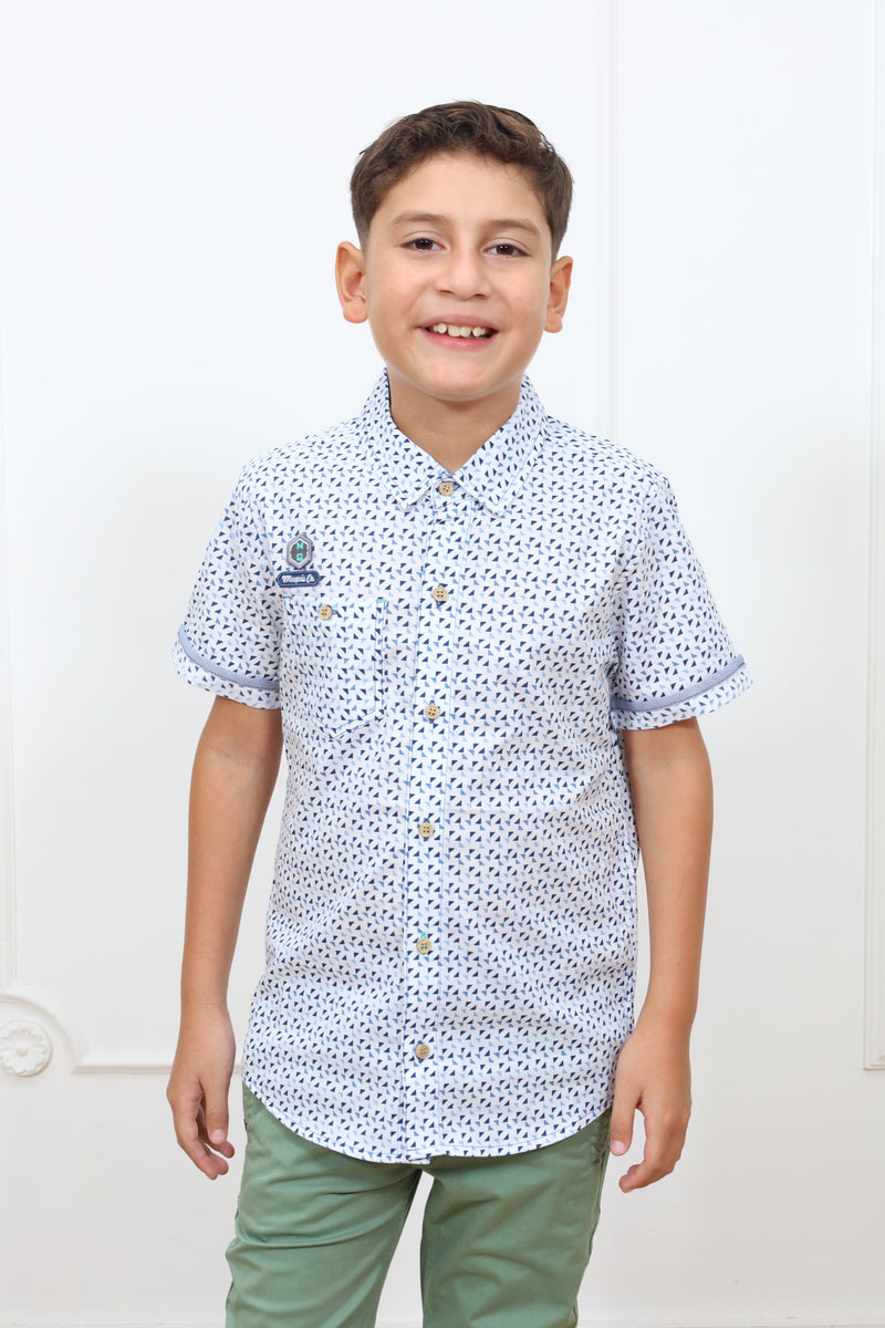 Camisa estampado Adams manga corta Slim