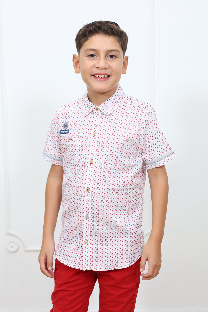 Camisa estampado Adams manga corta Slim