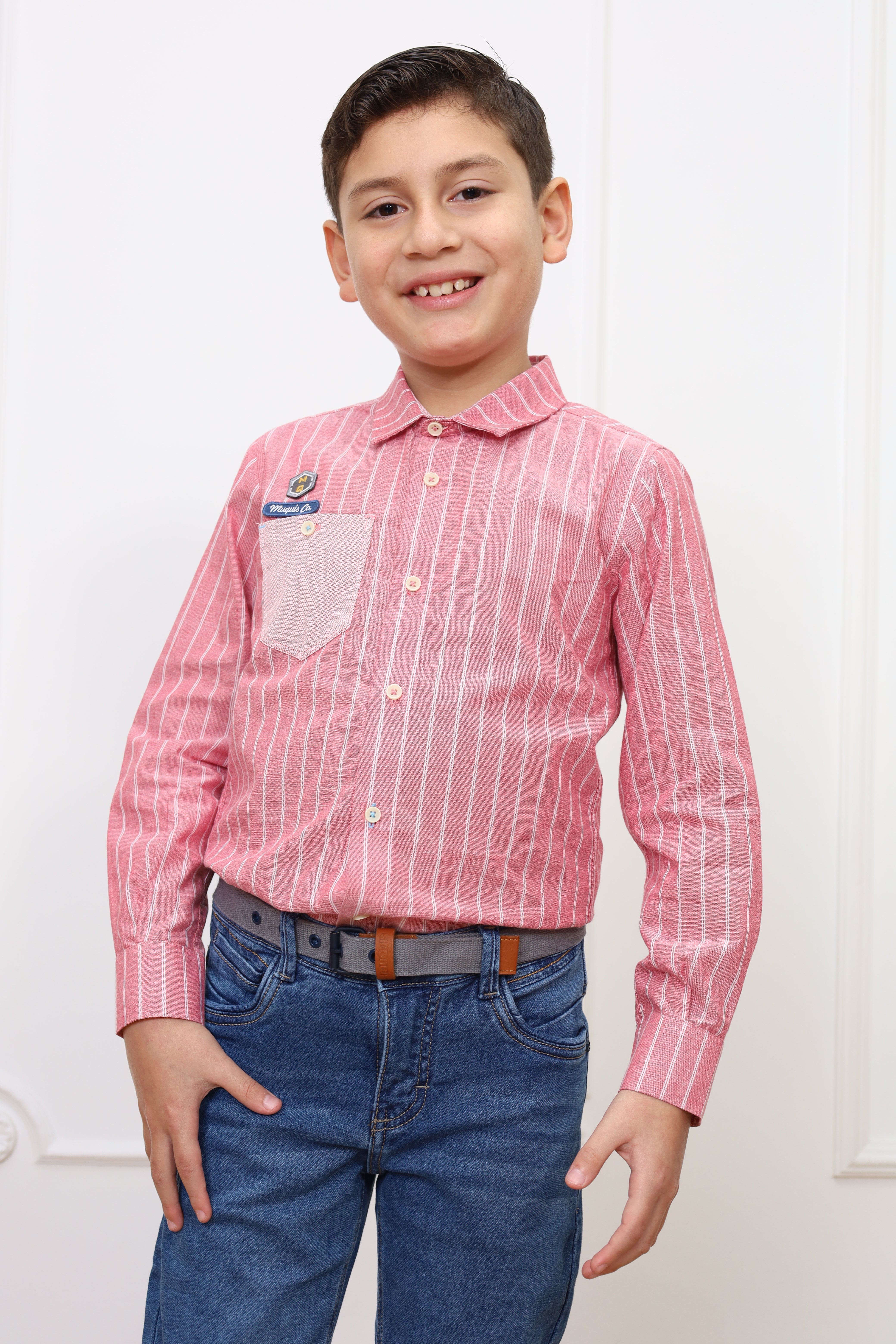 Camisa estampado Adams manga larga Slim