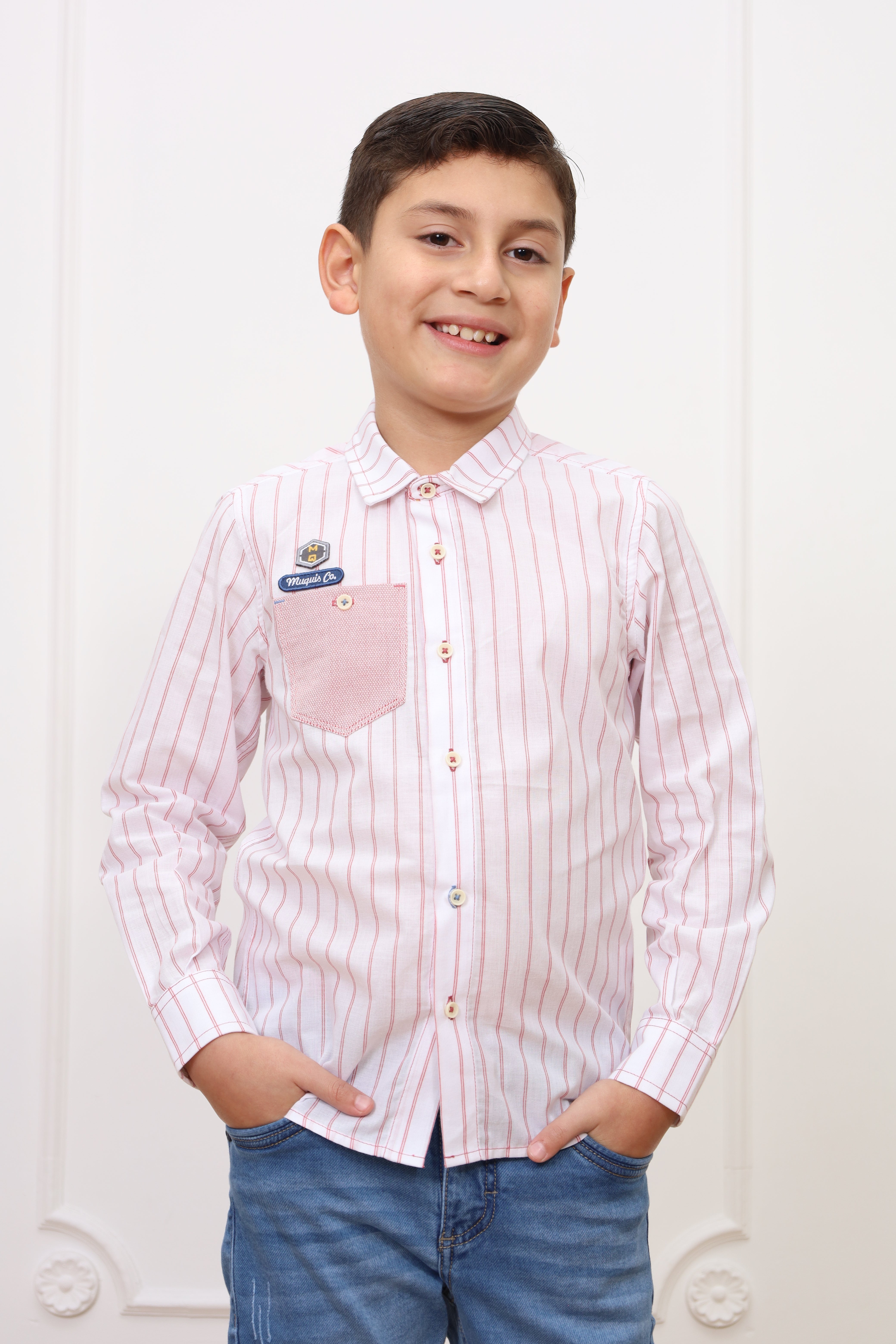 Camisa estampado Adams manga larga Slim