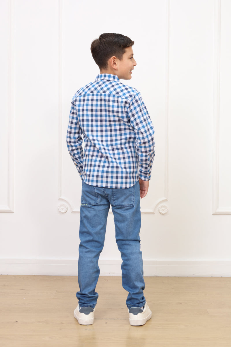 Camisa estampado Adams 2 manga larga Slim