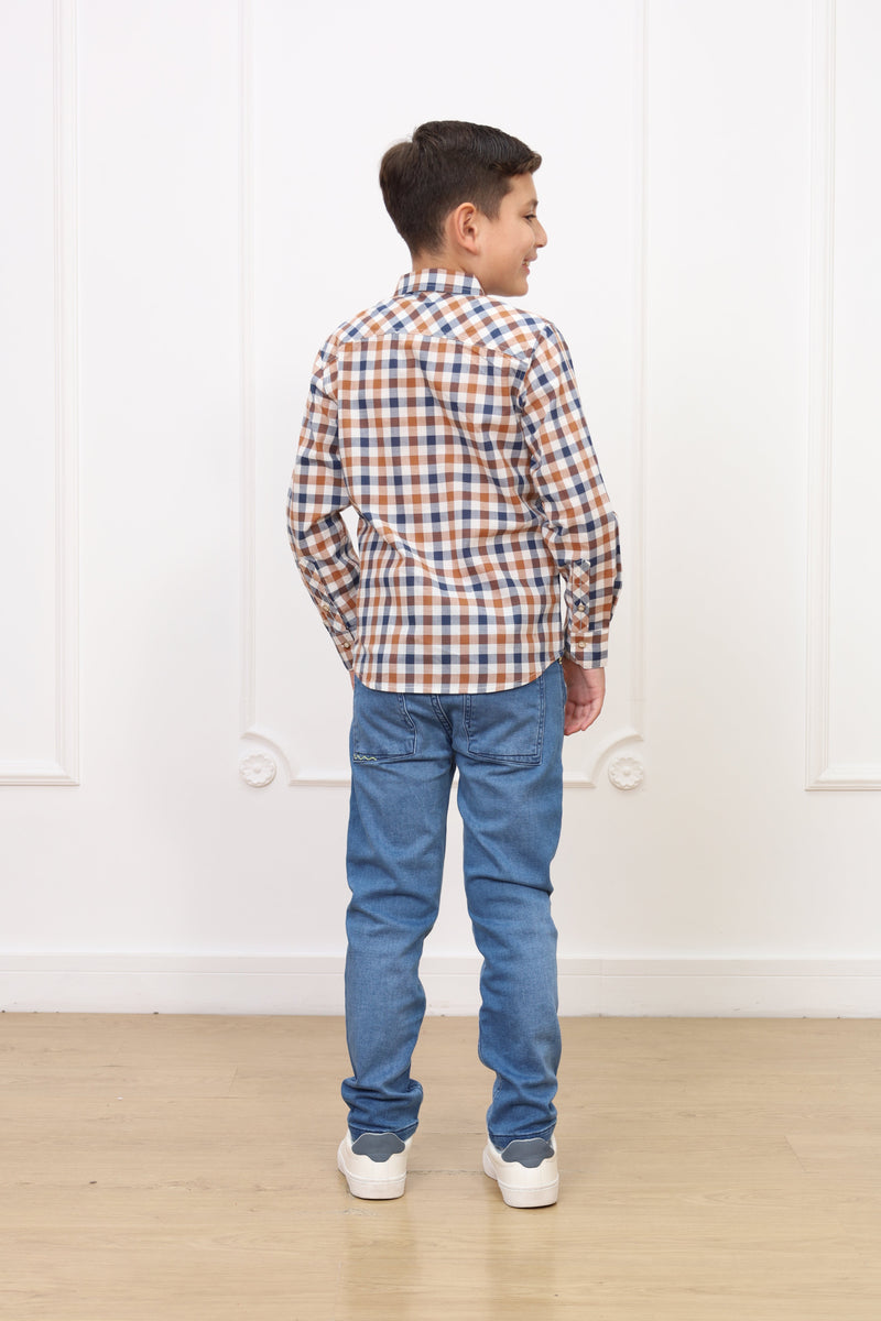 Camisa estampado Adams 2 manga larga Slim