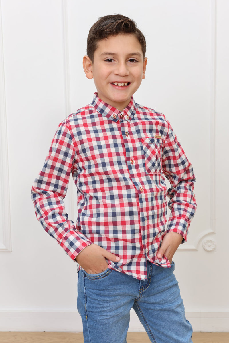 Camisa estampado Adams 2 manga larga Slim