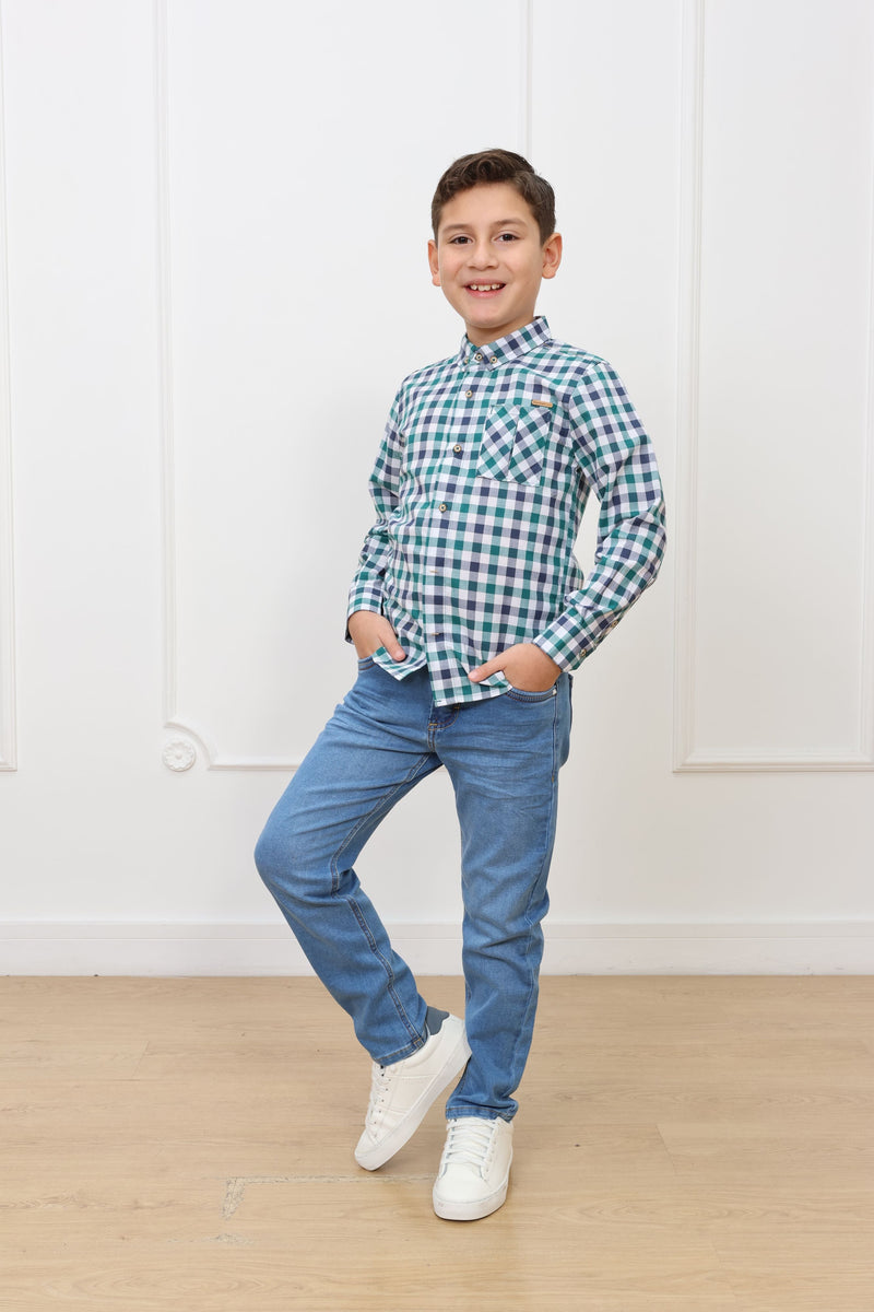 Camisa estampado Adams 2 manga larga Slim