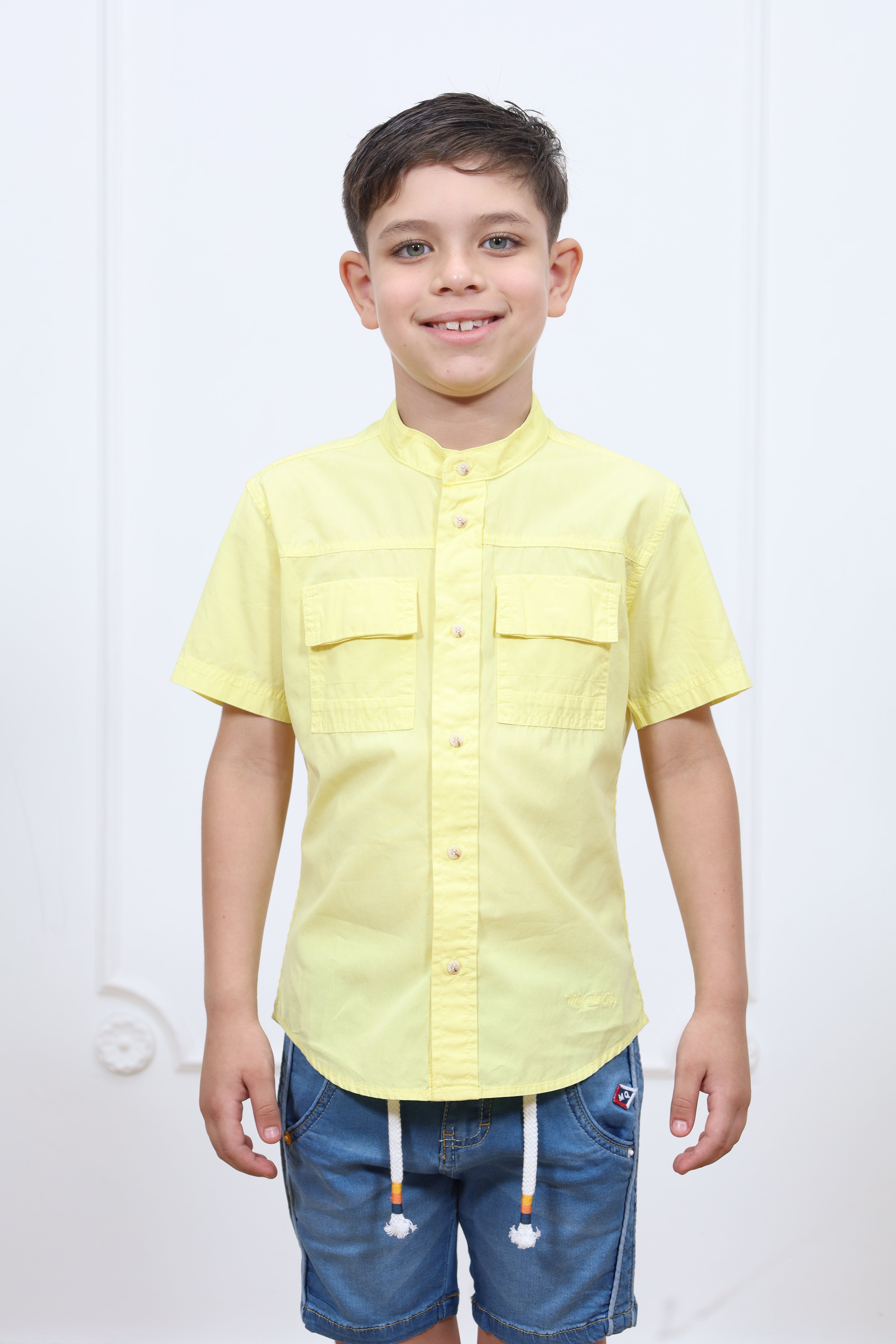 Camisa drill Etzel manga corta Slim