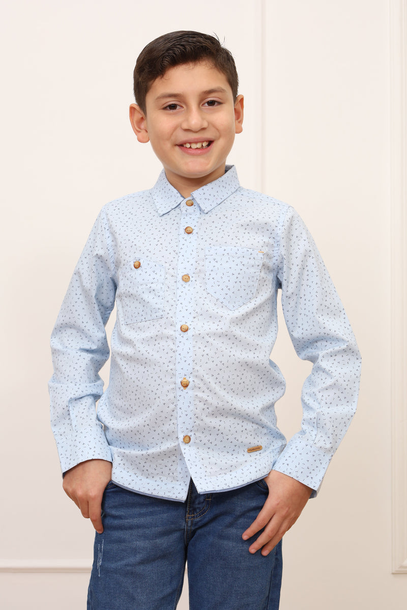 Camisa estampado Zahid manga larga Slim