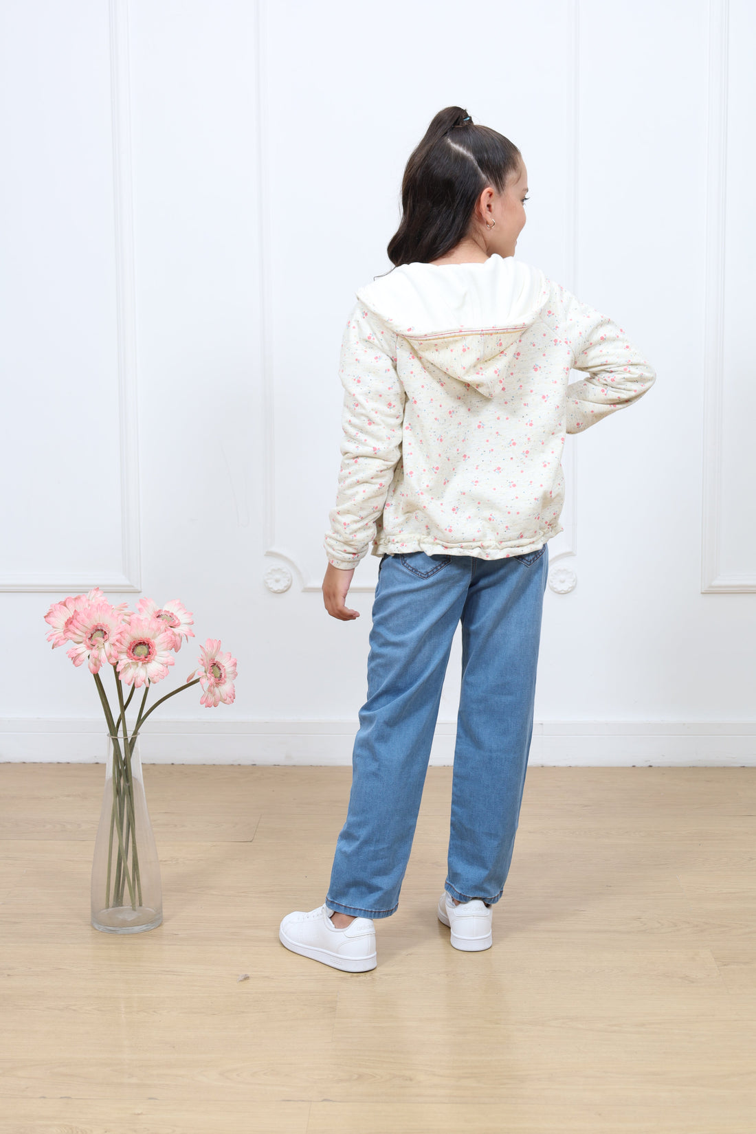 Casaca french terry estampado Alejandra con forro micropolar