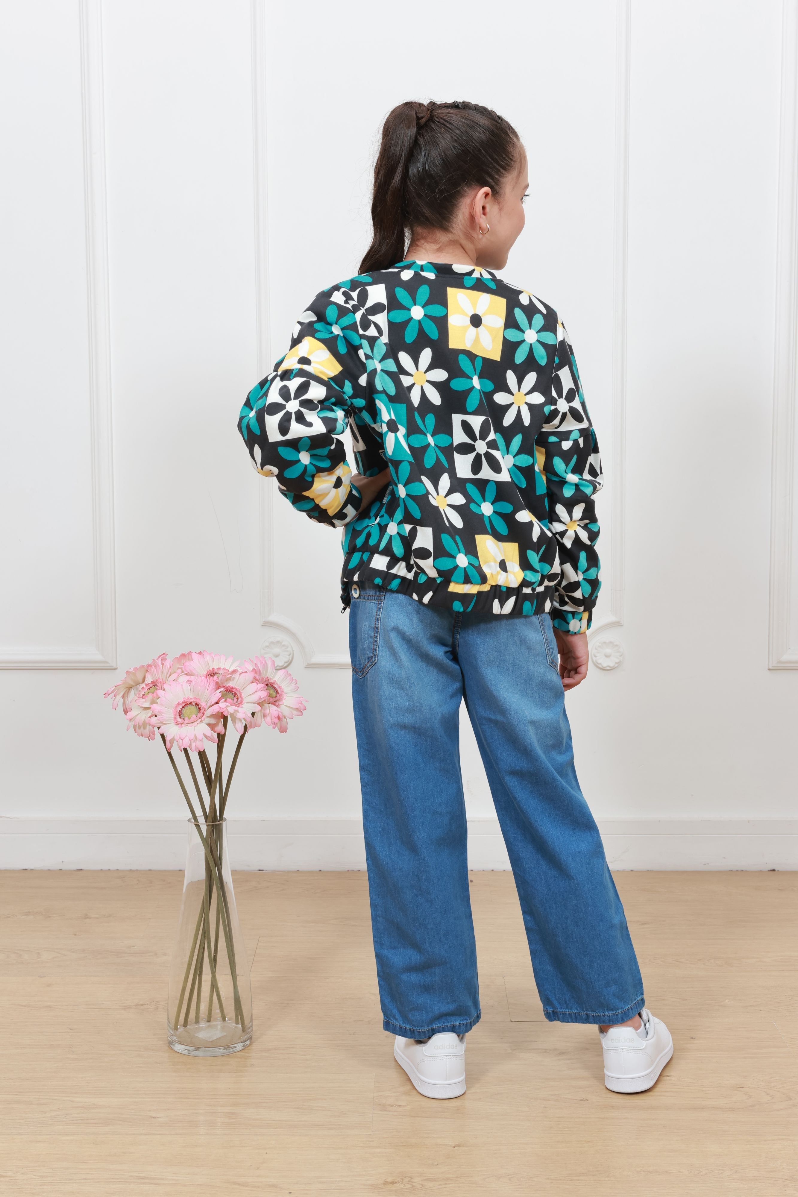 Casaca french terry estampado Margarita con forro micropolar