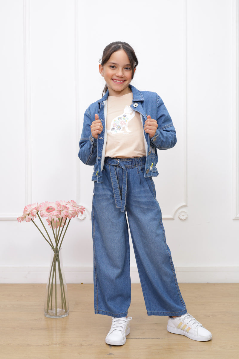 Casaca denim Stella con forro micropolar