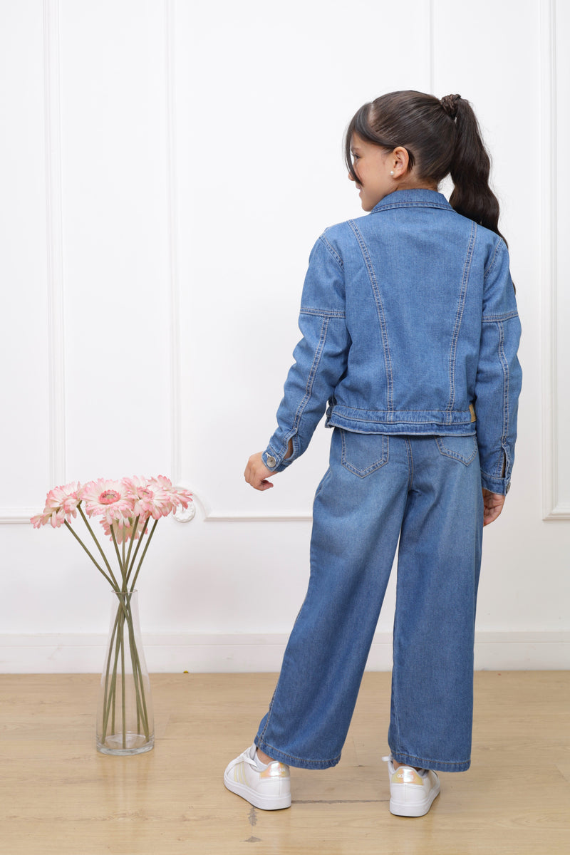 Casaca denim Stella con forro micropolar