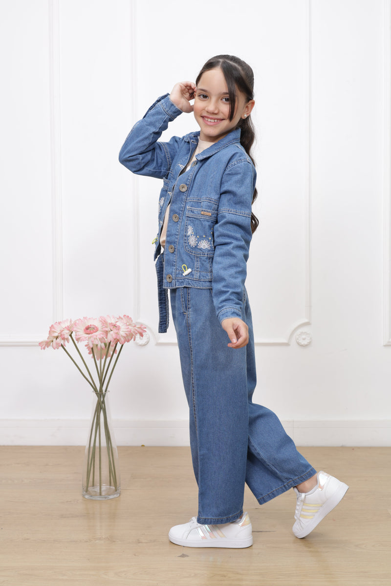 Casaca denim Stella con forro micropolar