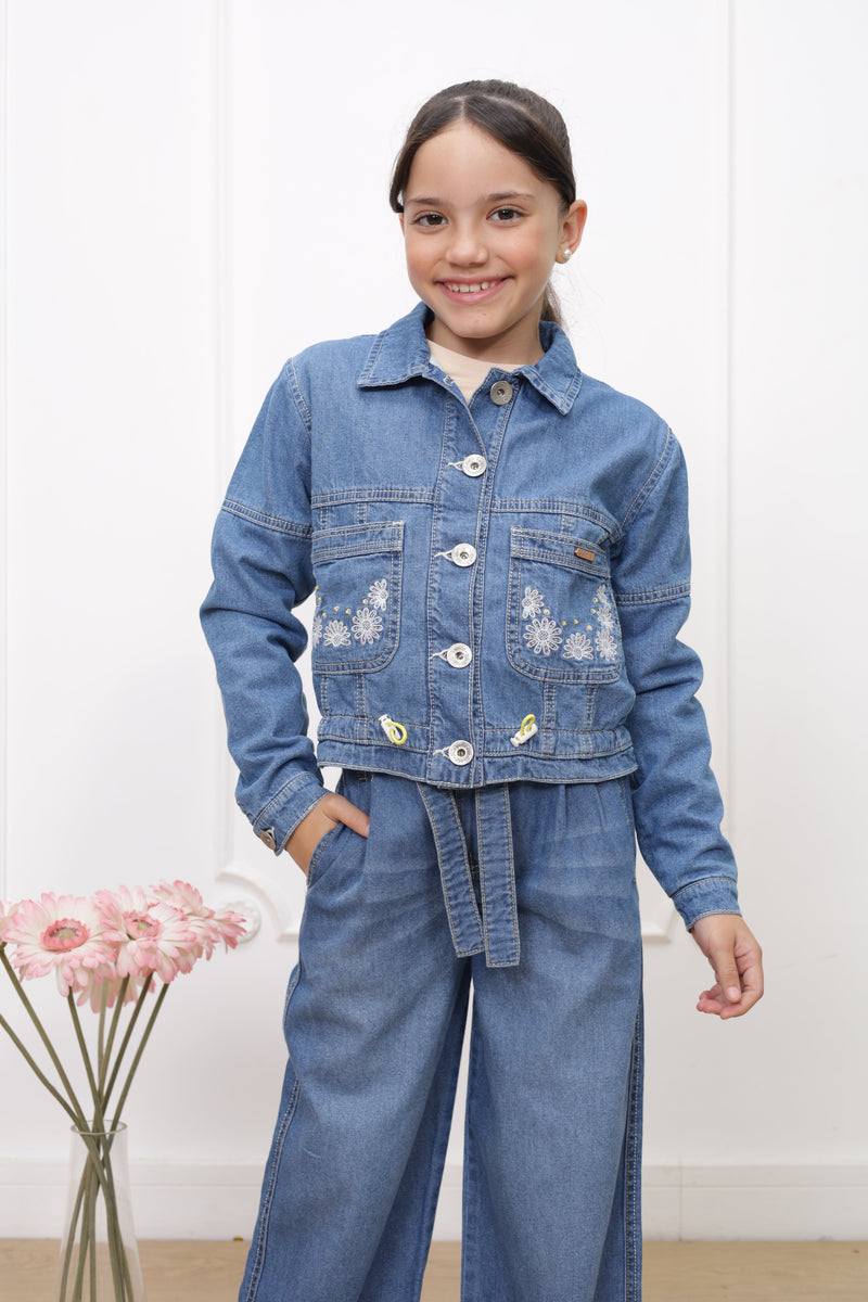 Casaca denim Stella con forro micropolar