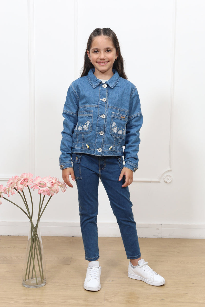 Casaca denim Stella con forro micropolar