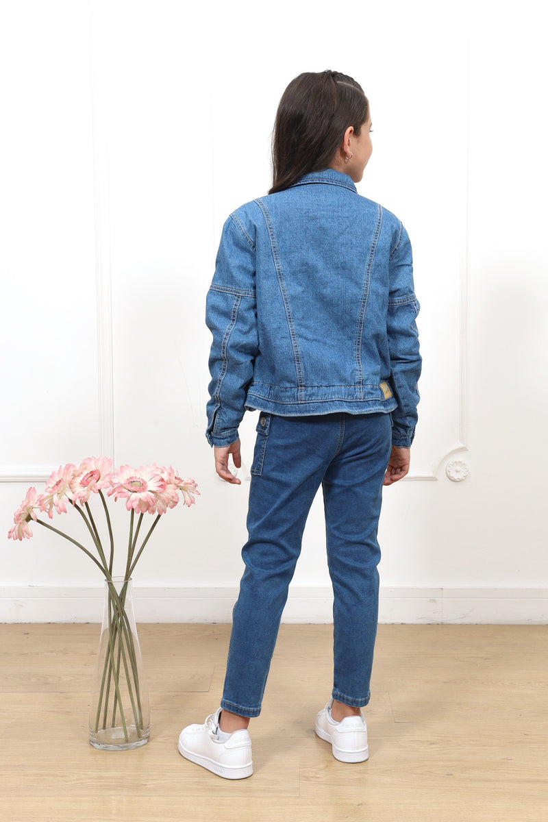 Casaca denim Stella con forro micropolar