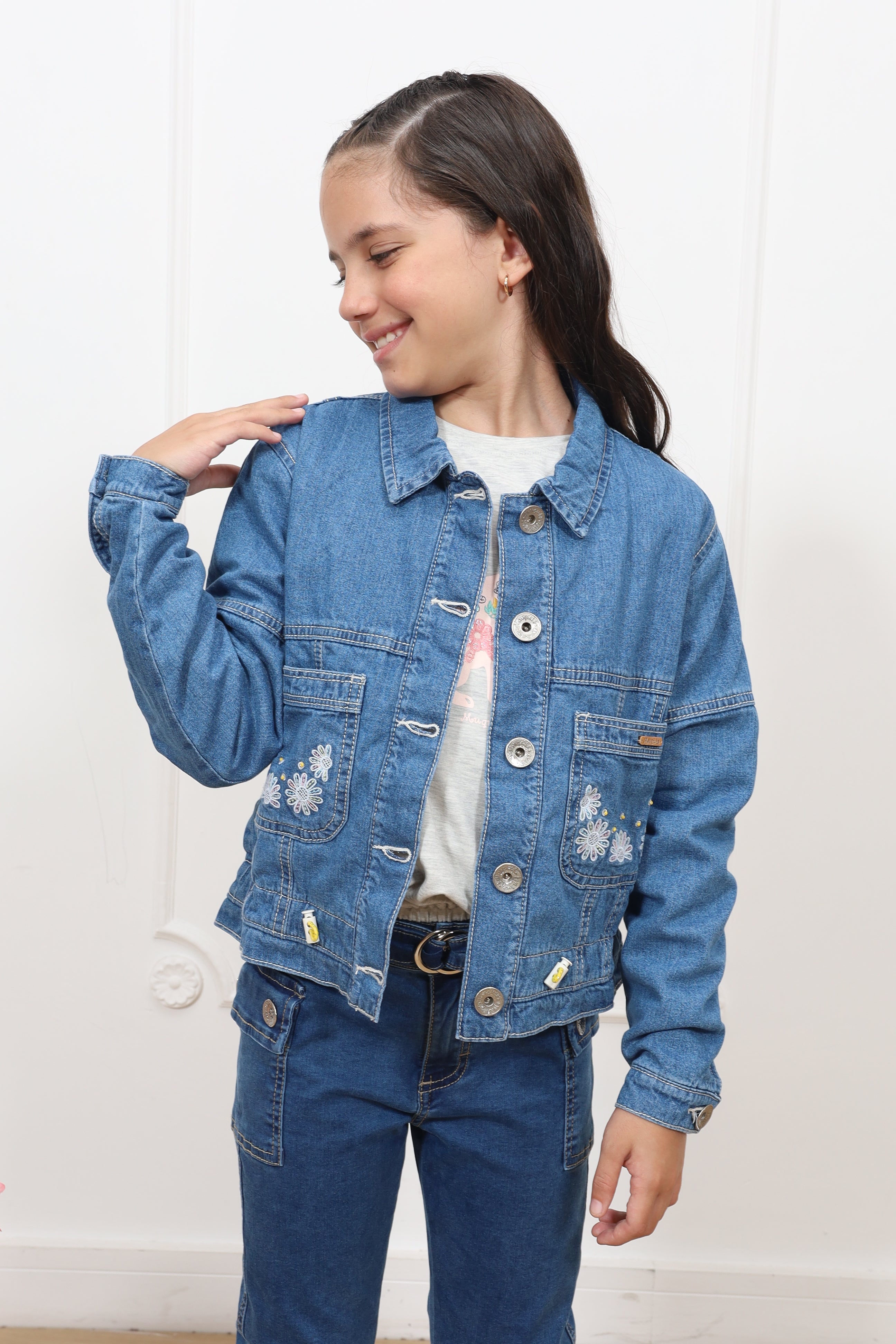 Casaca denim Stella con forro micropolar