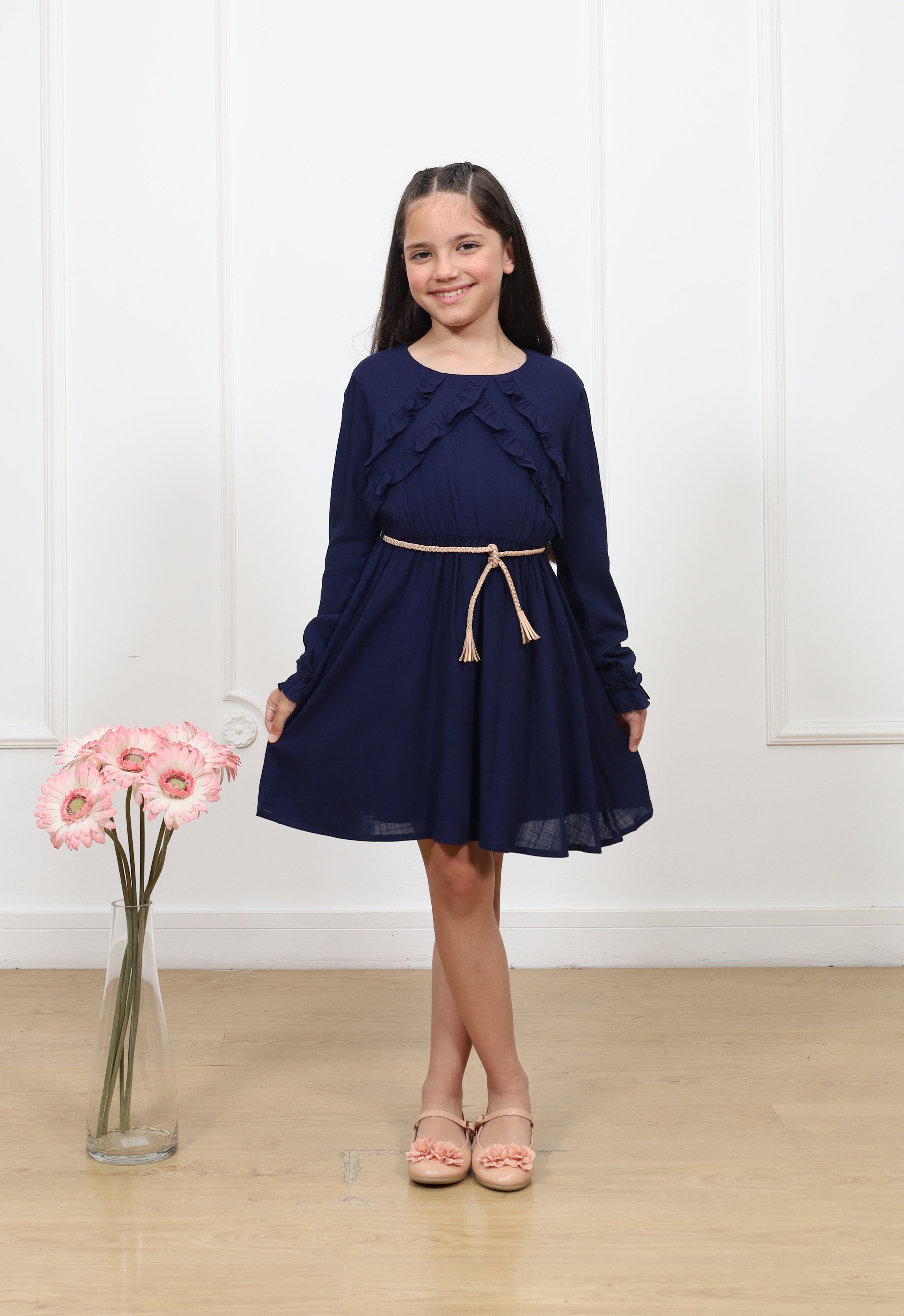 Vestido lino Agatha manga larga