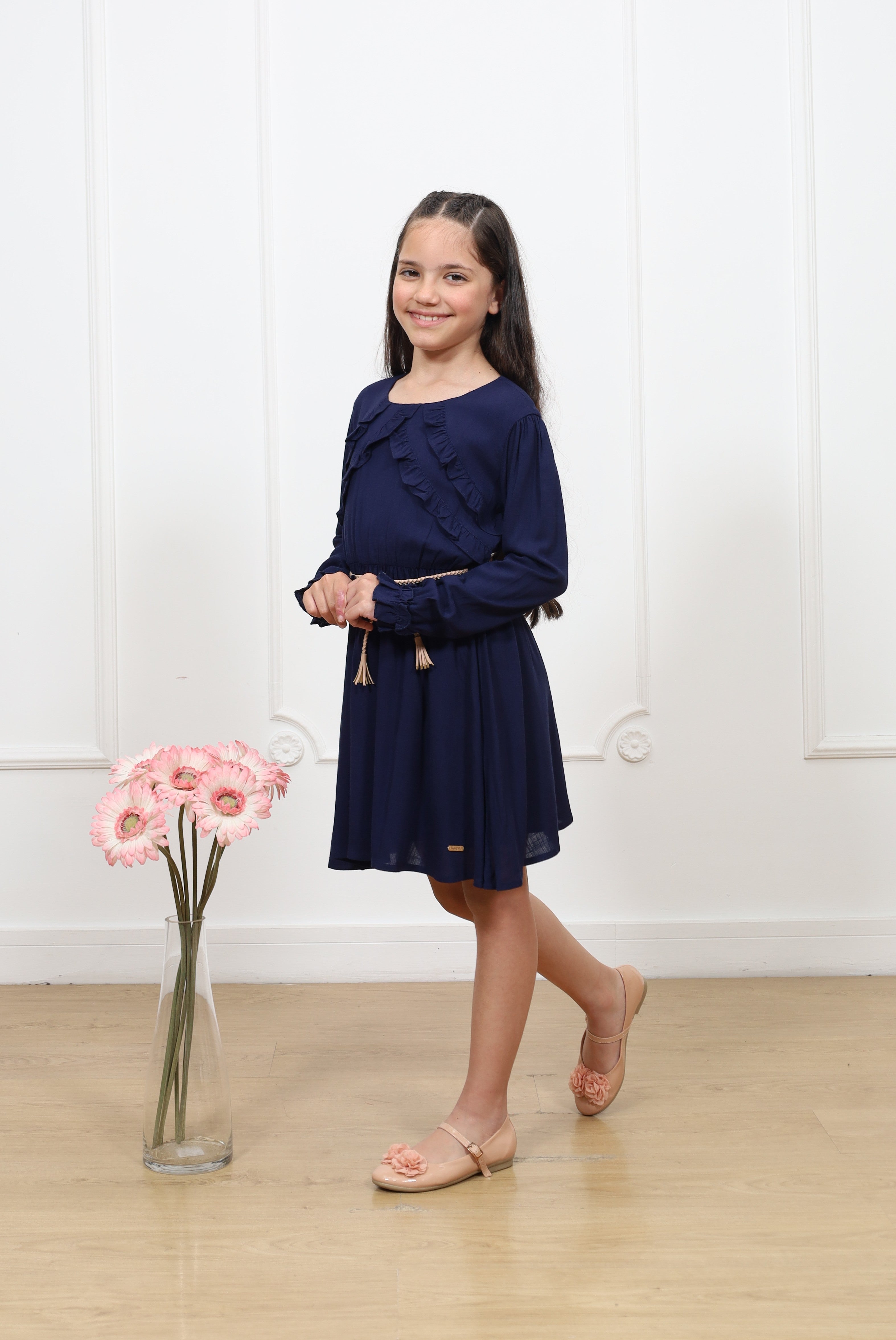 Vestido lino Agatha manga larga
