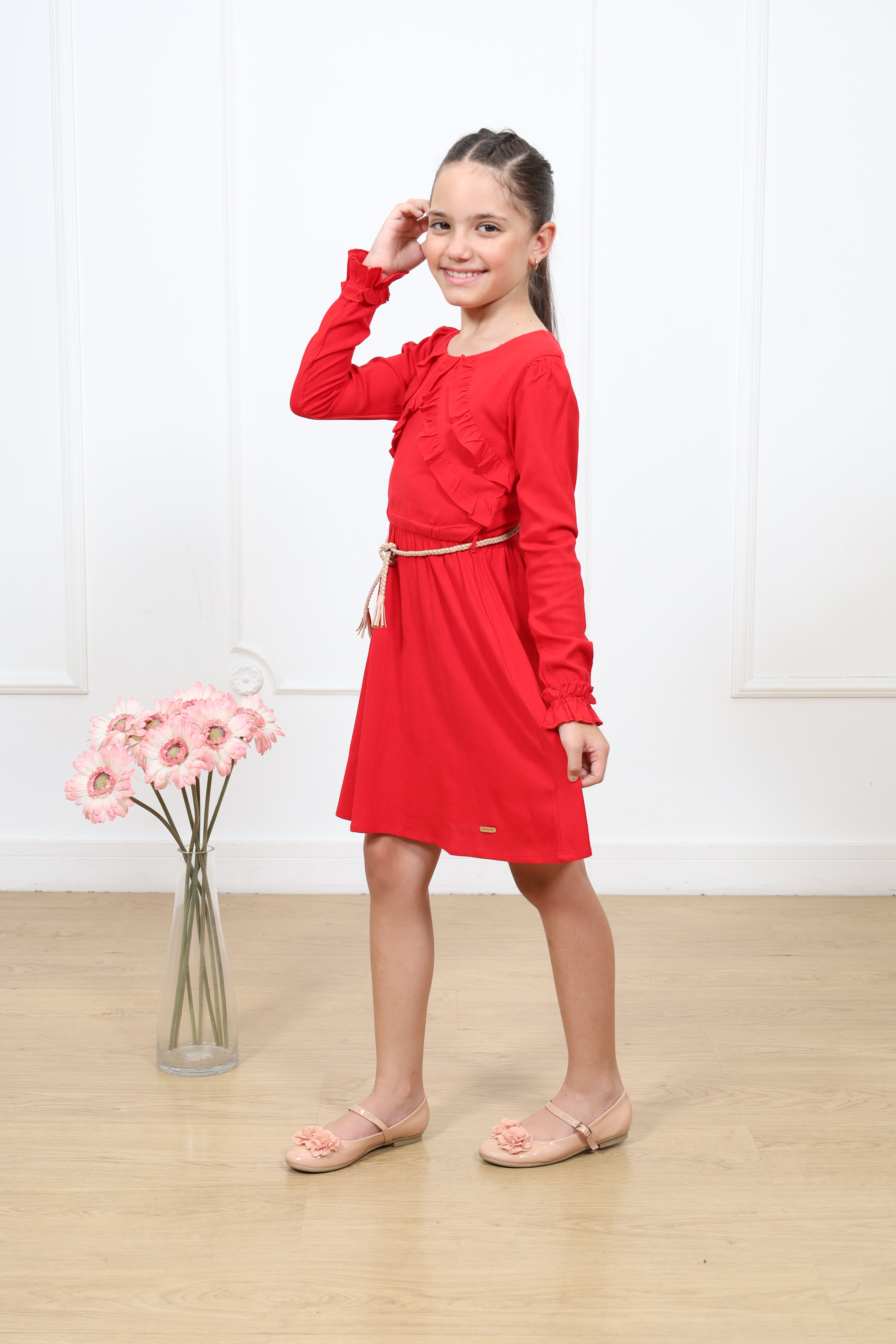 Vestido lino Agatha manga larga