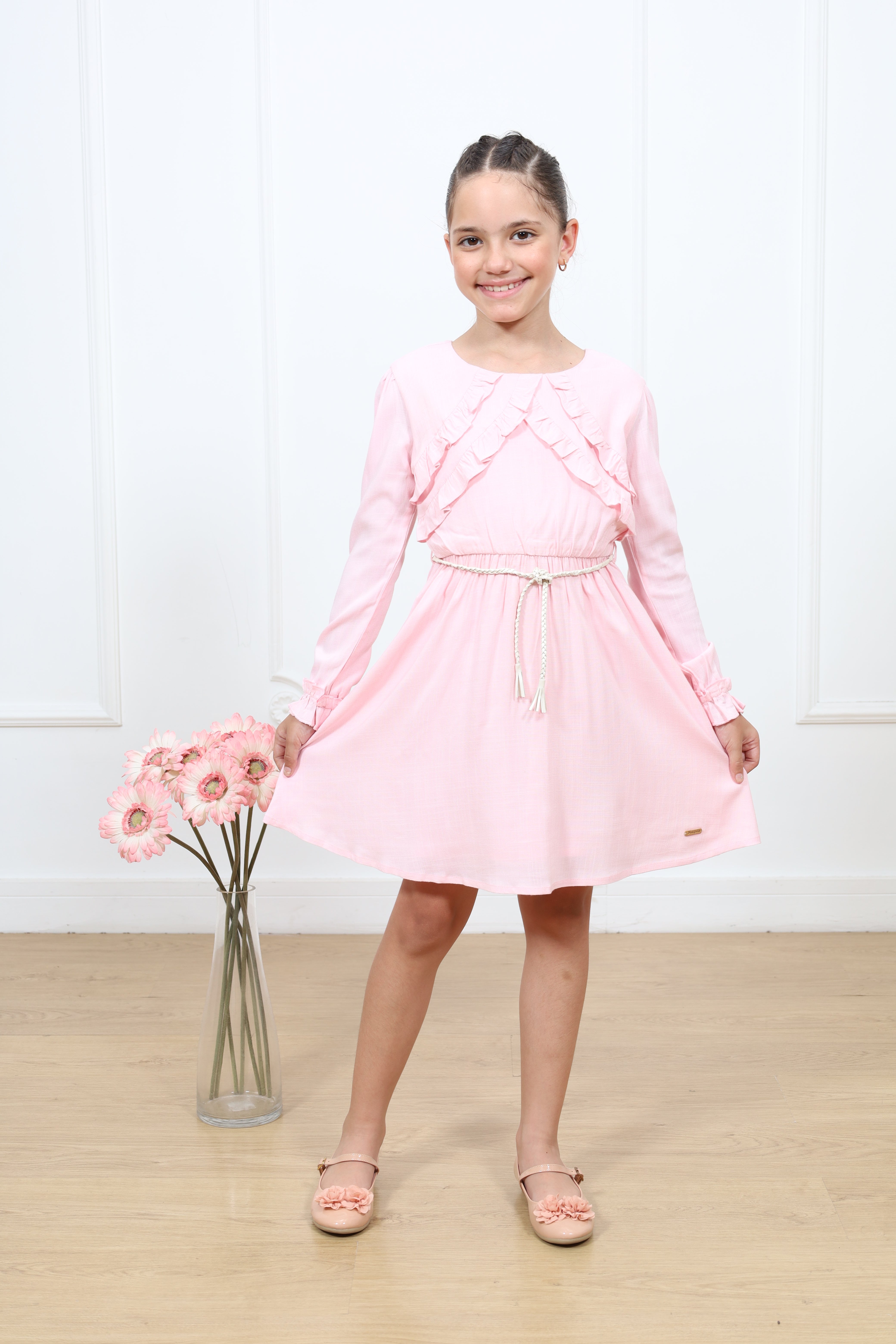 Vestido lino Agatha manga larga