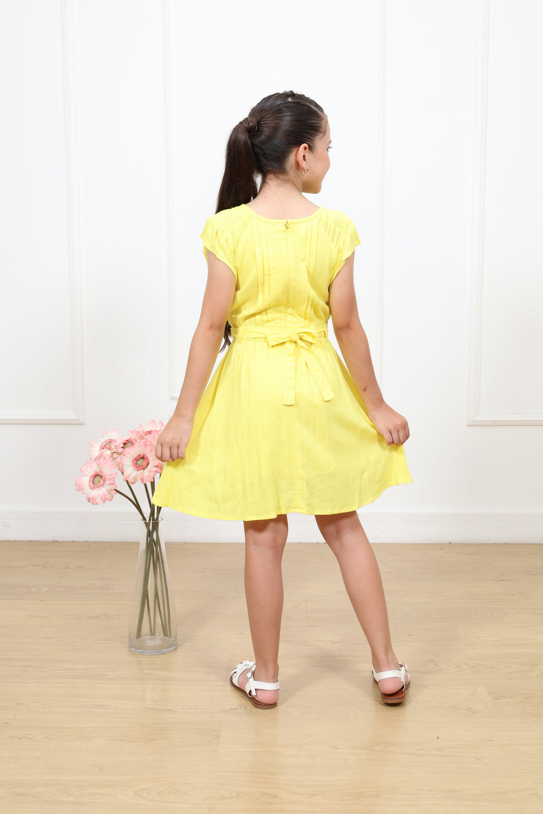 Vestido lino Celia manga corta