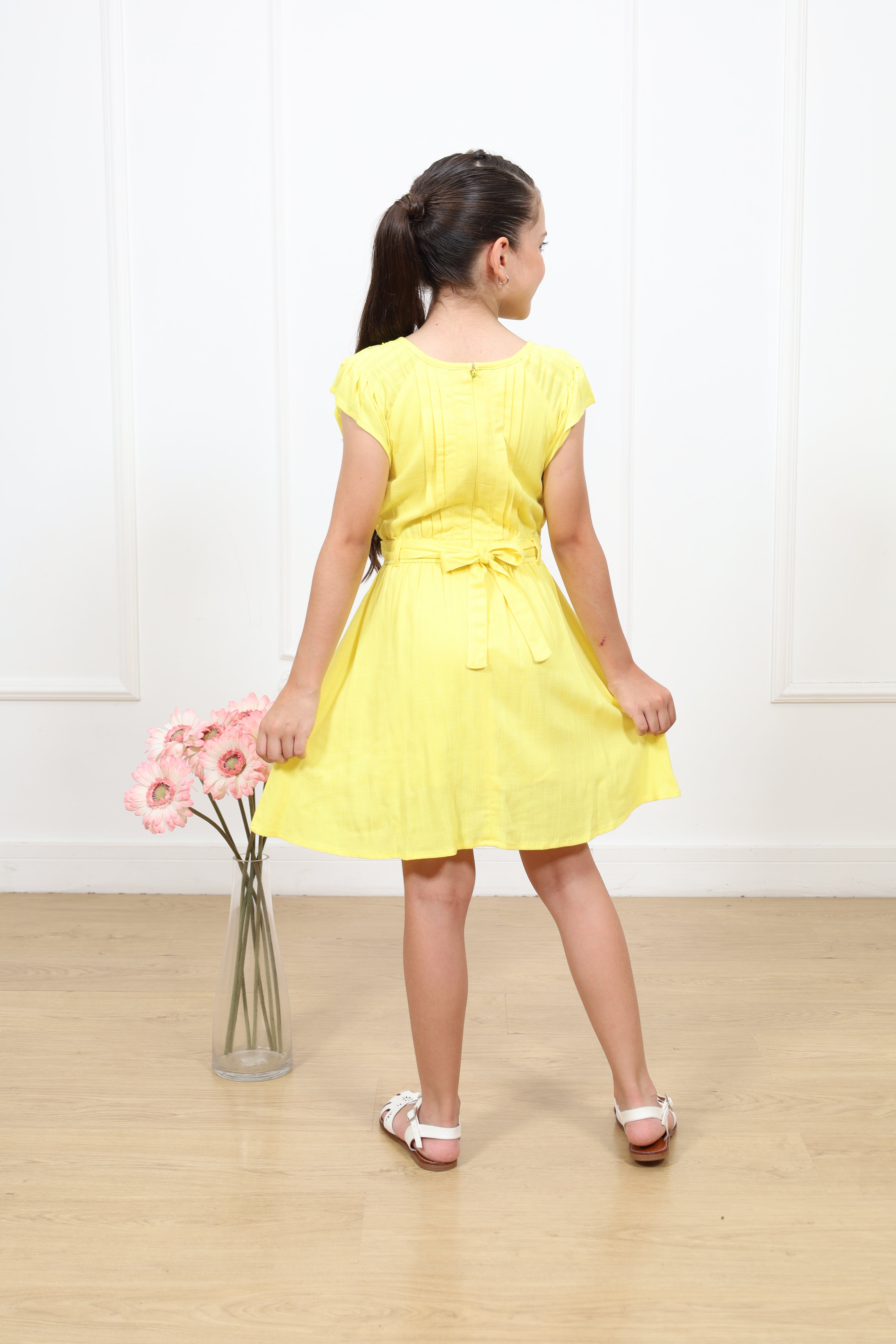 Vestido lino Celia manga corta