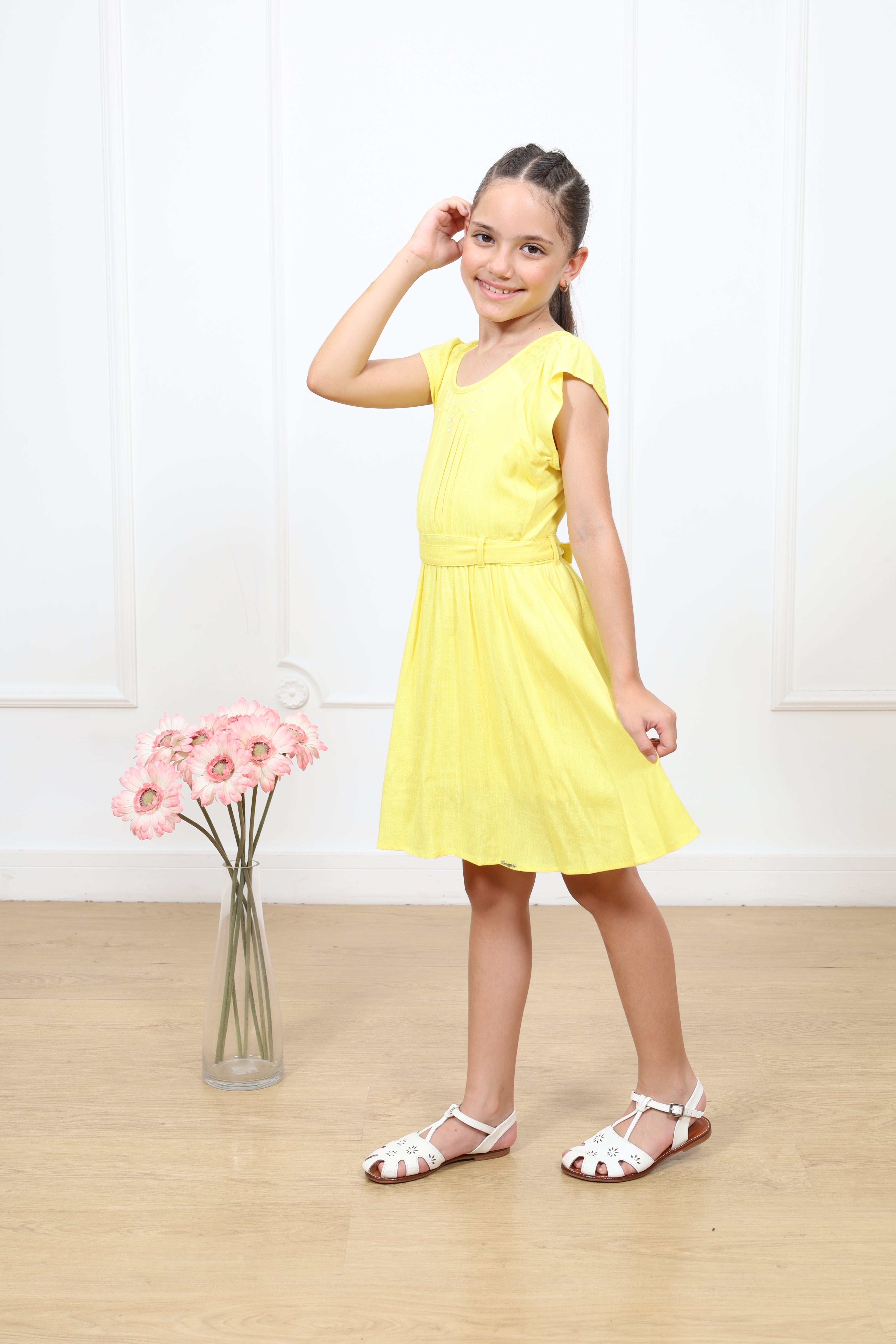 Vestido lino Celia manga corta