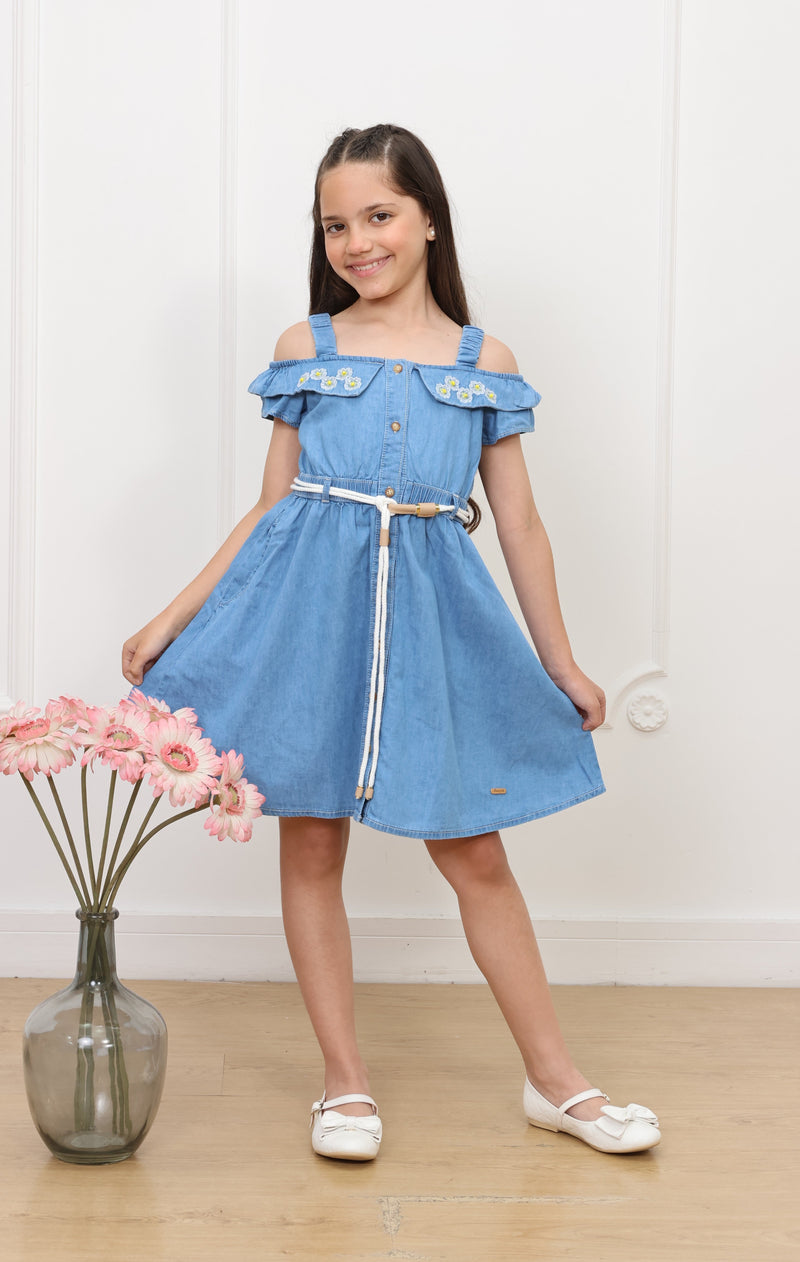 Vestido denim Kristy manga corta