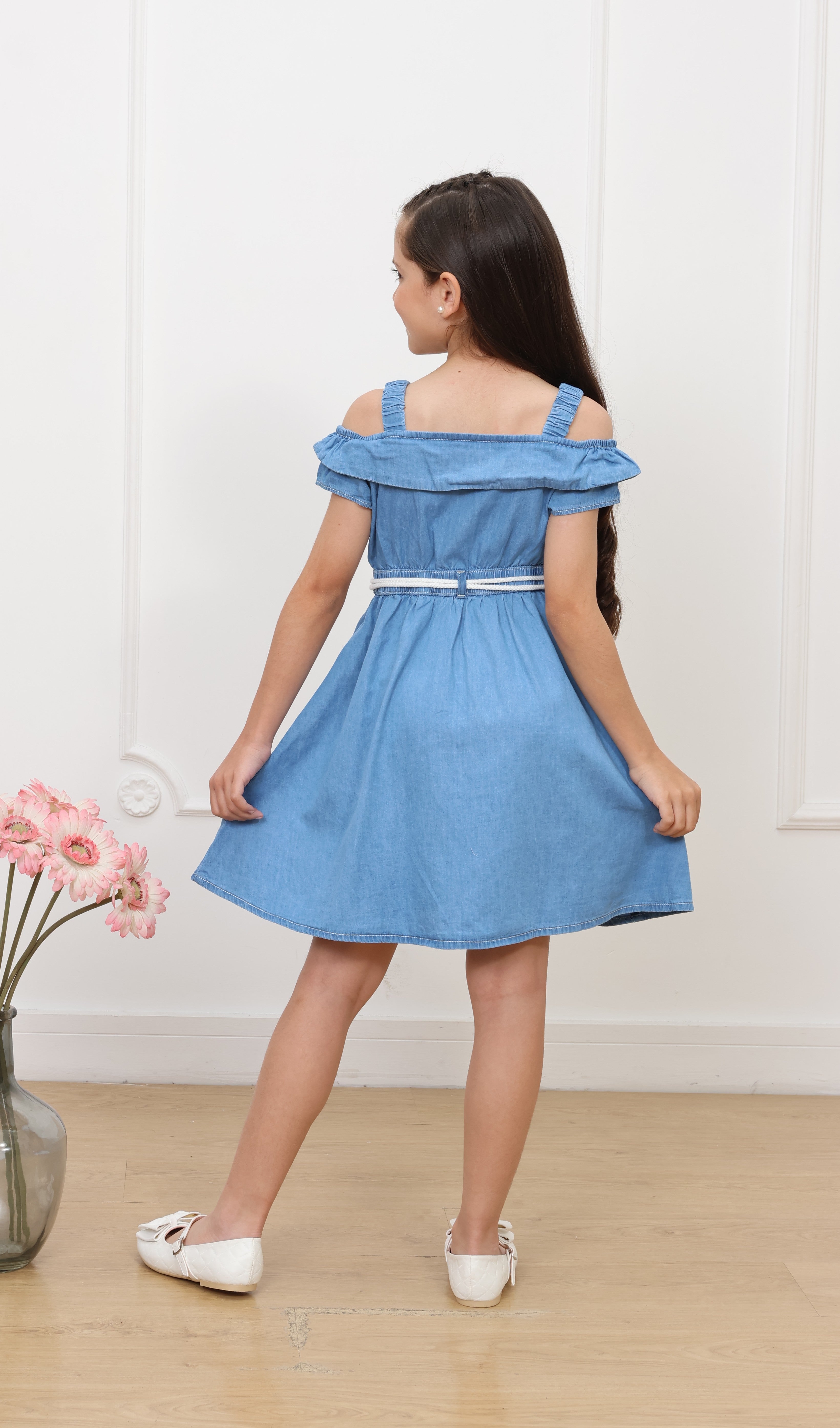 Vestido denim Kristy manga corta