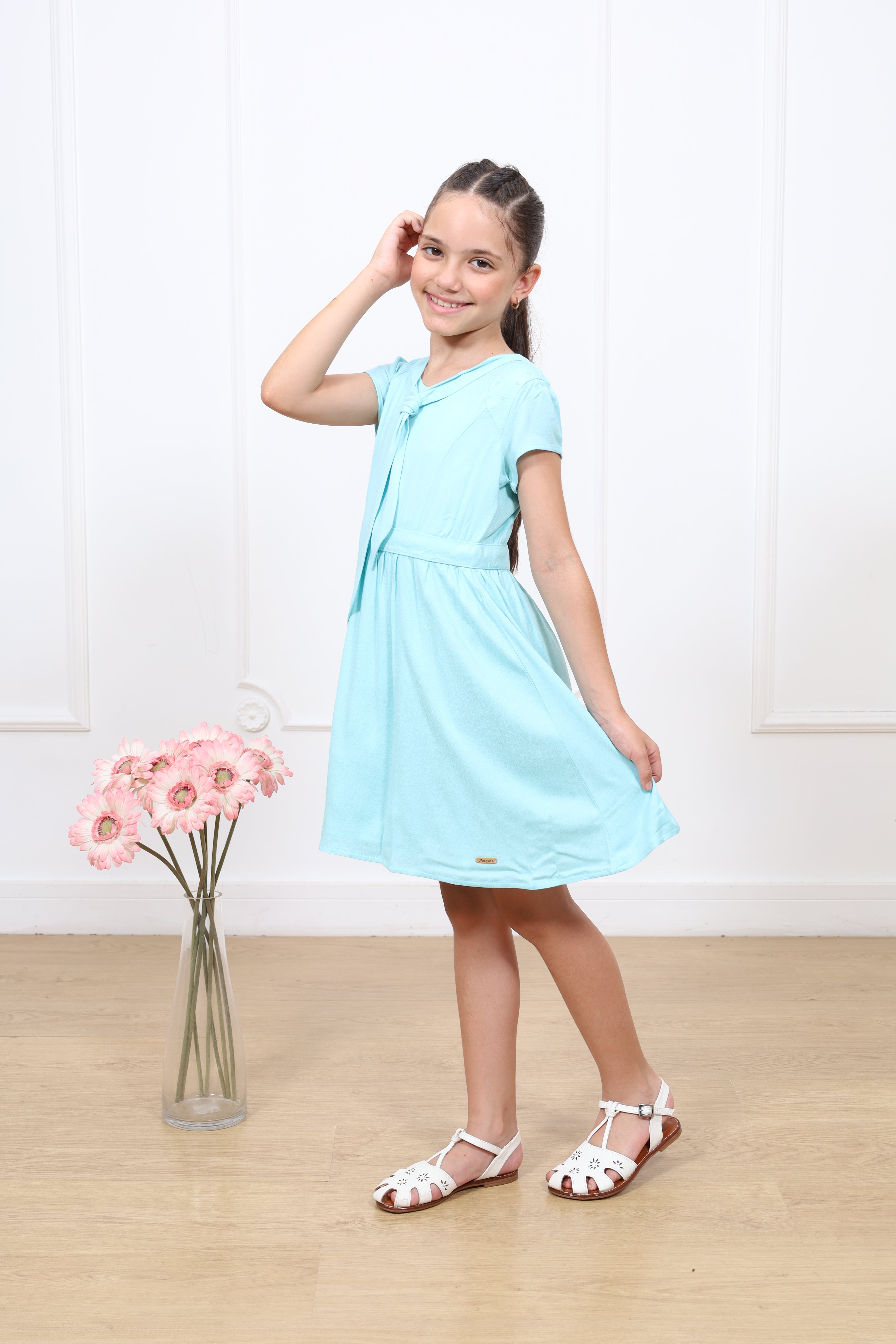 Vestido chalis Mariana manga corta